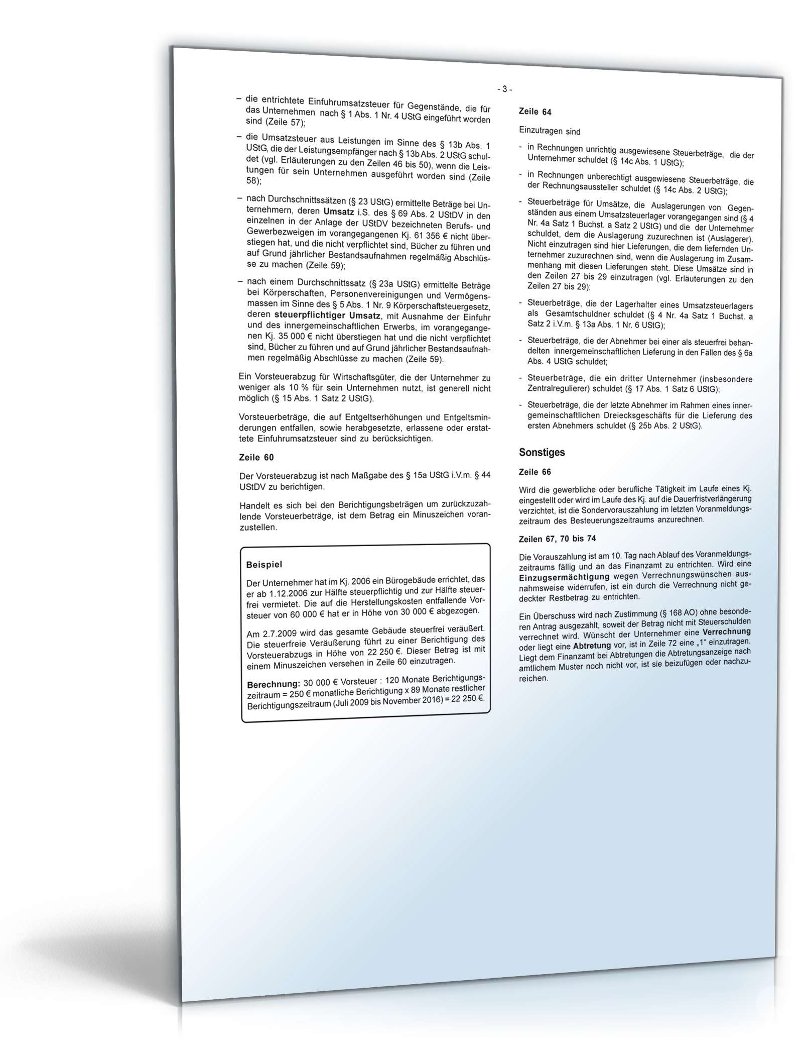 Anleitung zur Umsatzsteuervoranmeldung 2009 PDF. Seite: 3