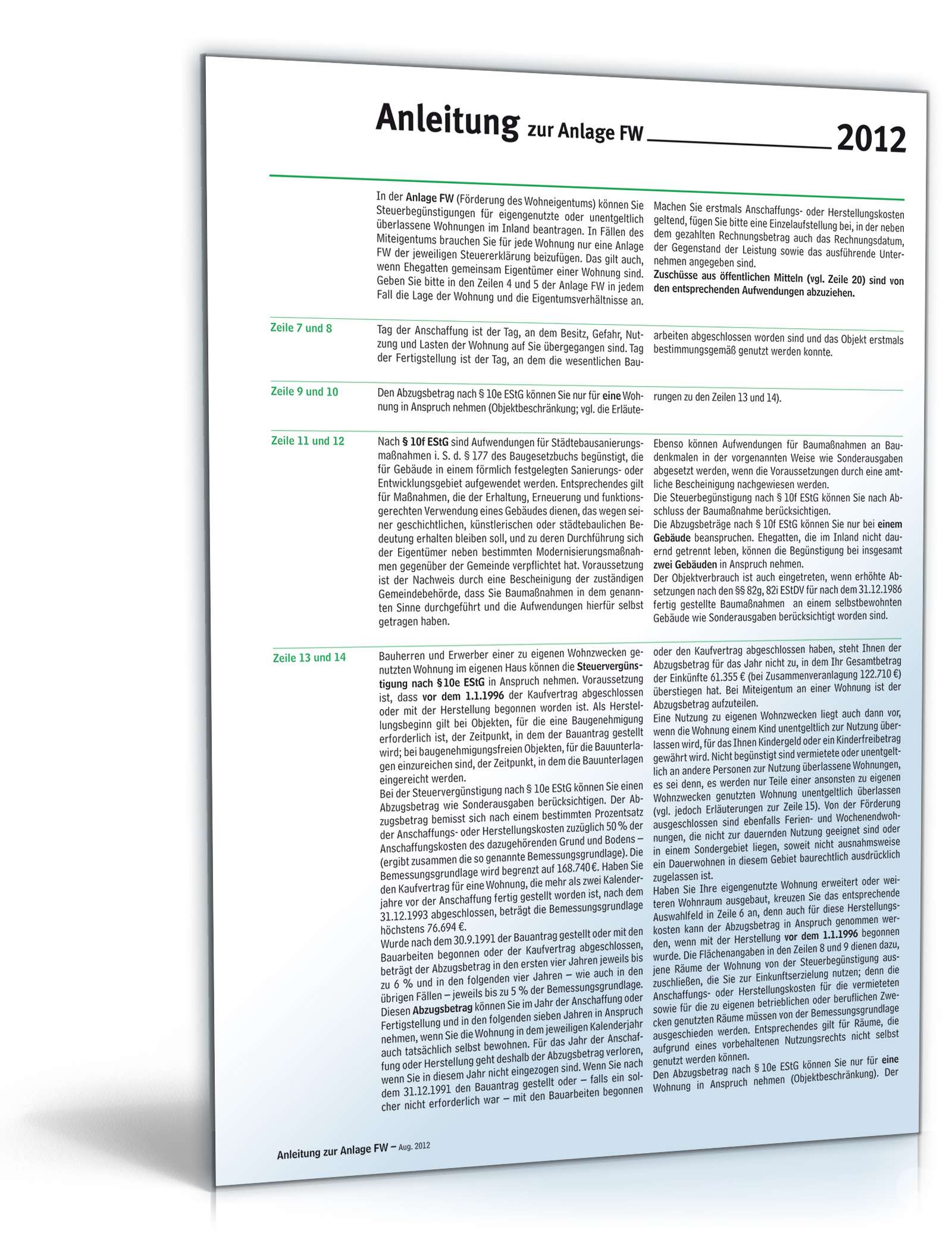 Anleitung zur Anlage FW 2012 PDF