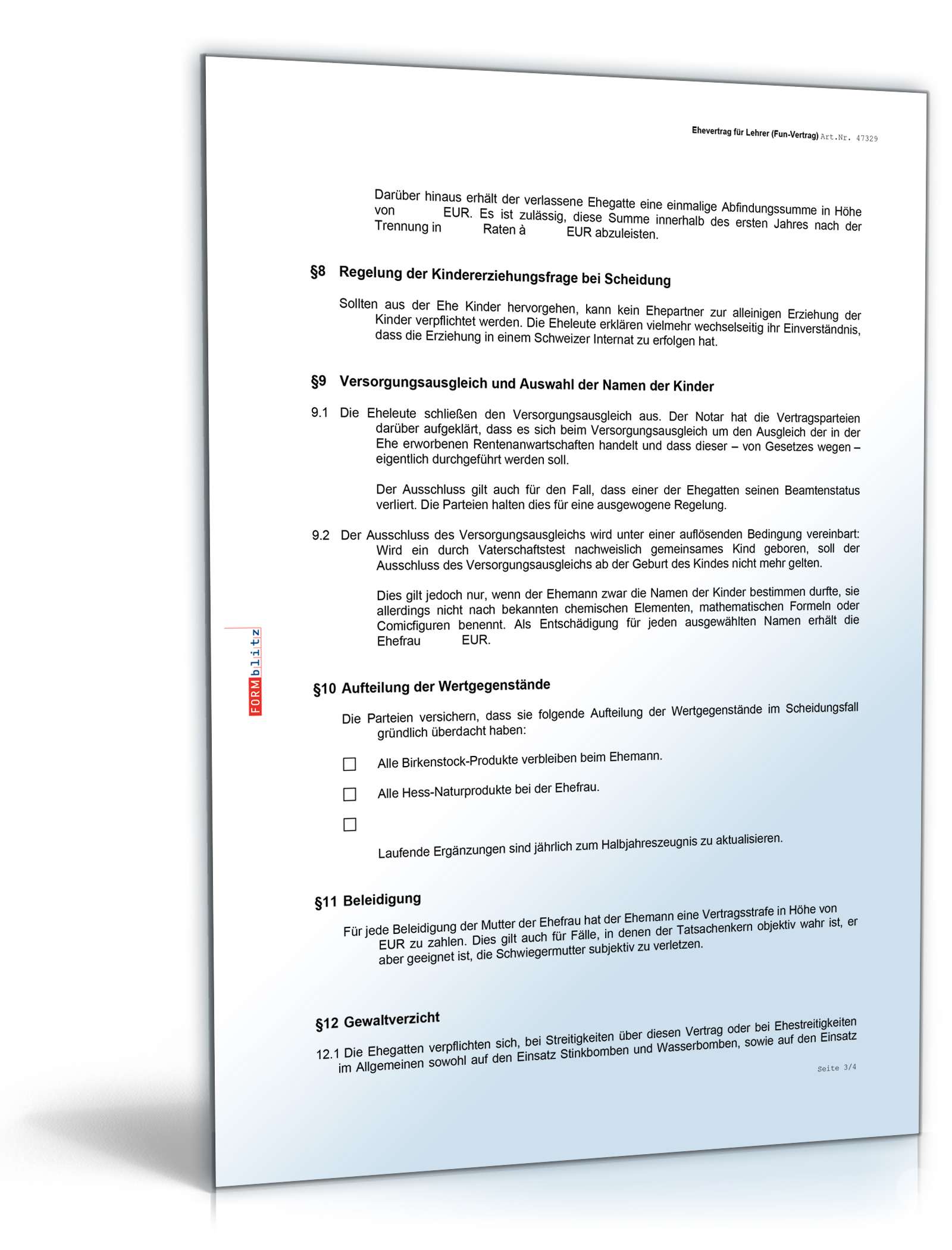 Ehevertrag Lehrer Fun-Vertrag Word. Seite: 3