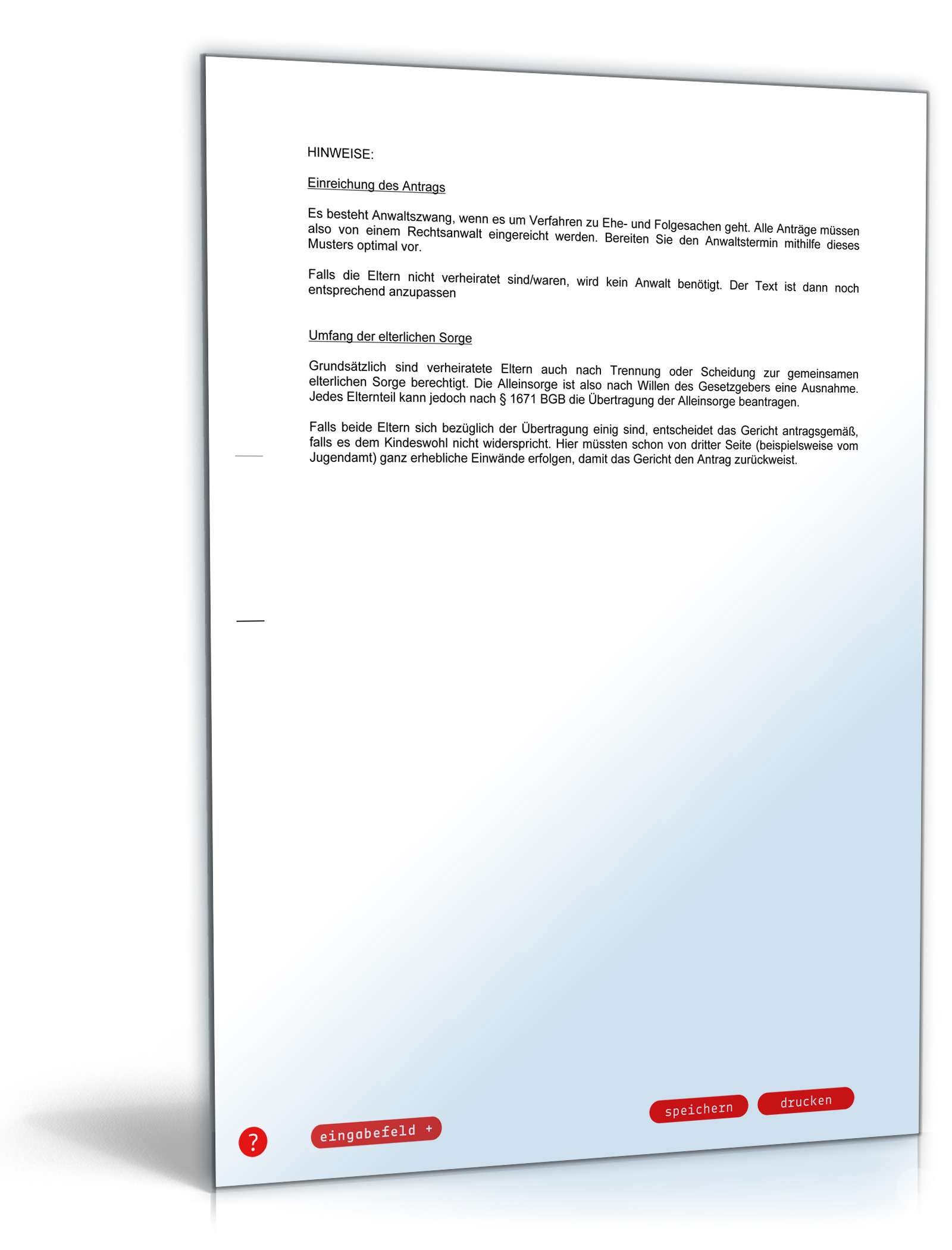 Antrag auf Übertragung des alleinigen Sorgerechts (einvernehmlich) PDF. Seite: 3