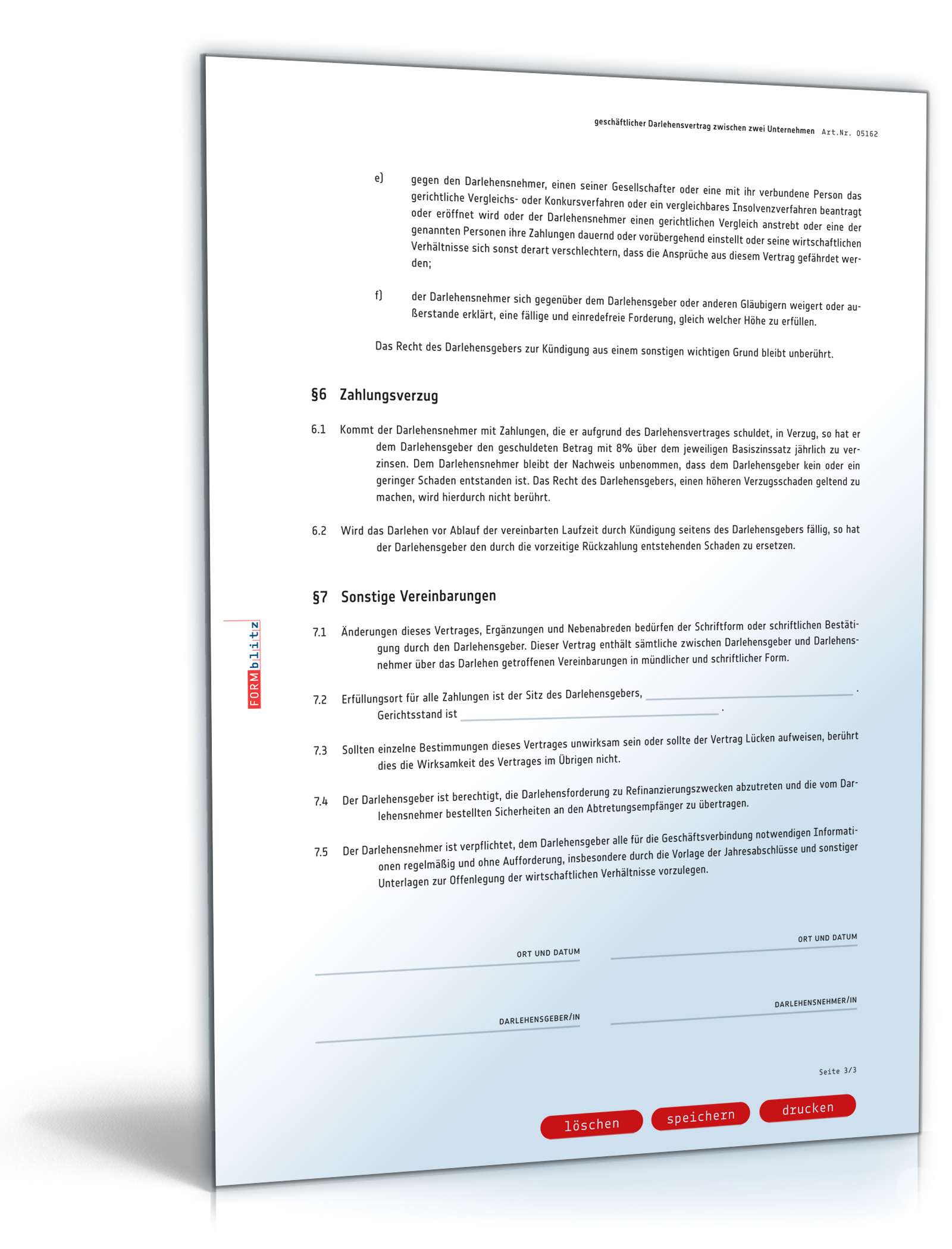 Unternehmer Darlehensvertrag  PDF. Seite: 3