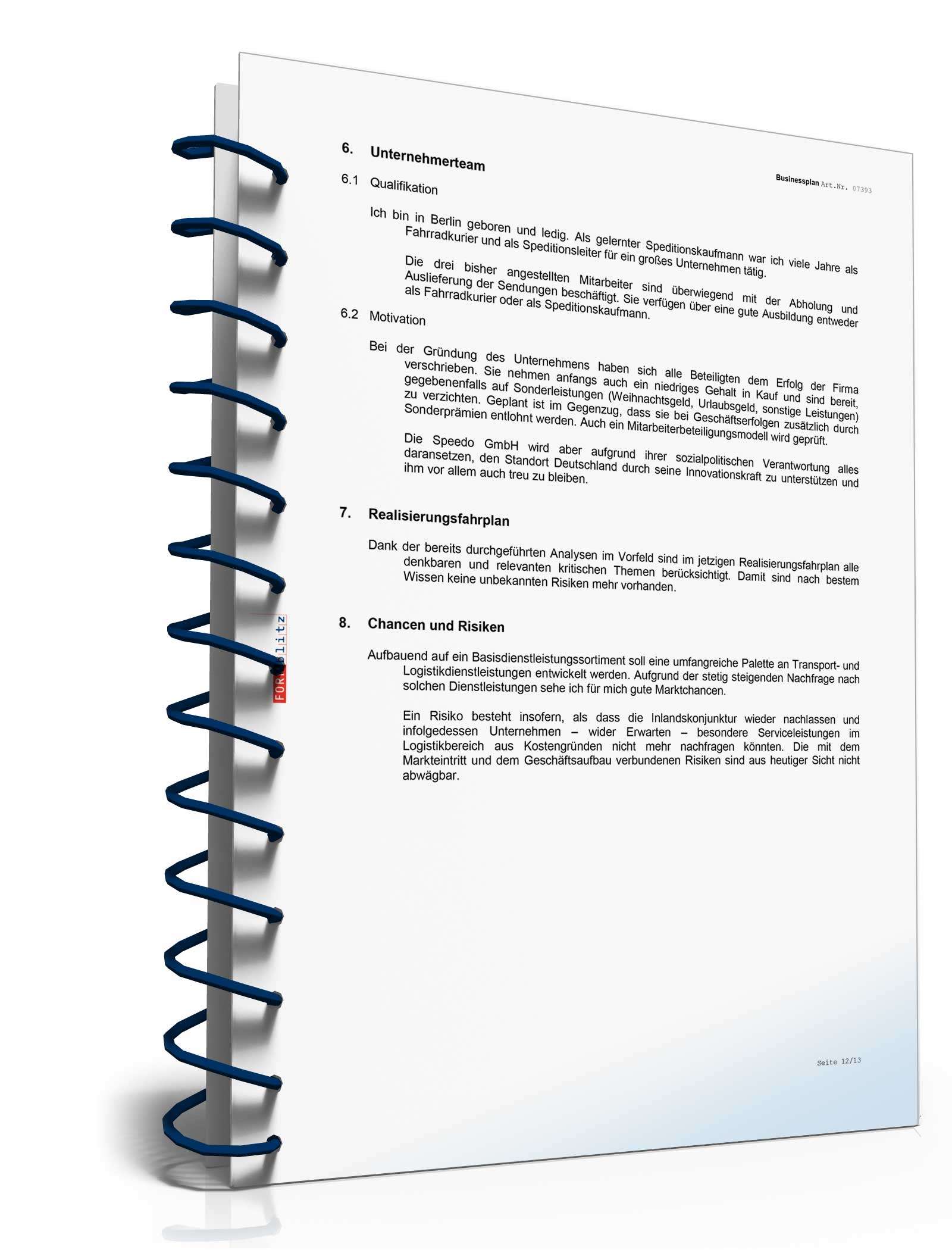 Businessplan Kurierdienst Excel. Seite: 20