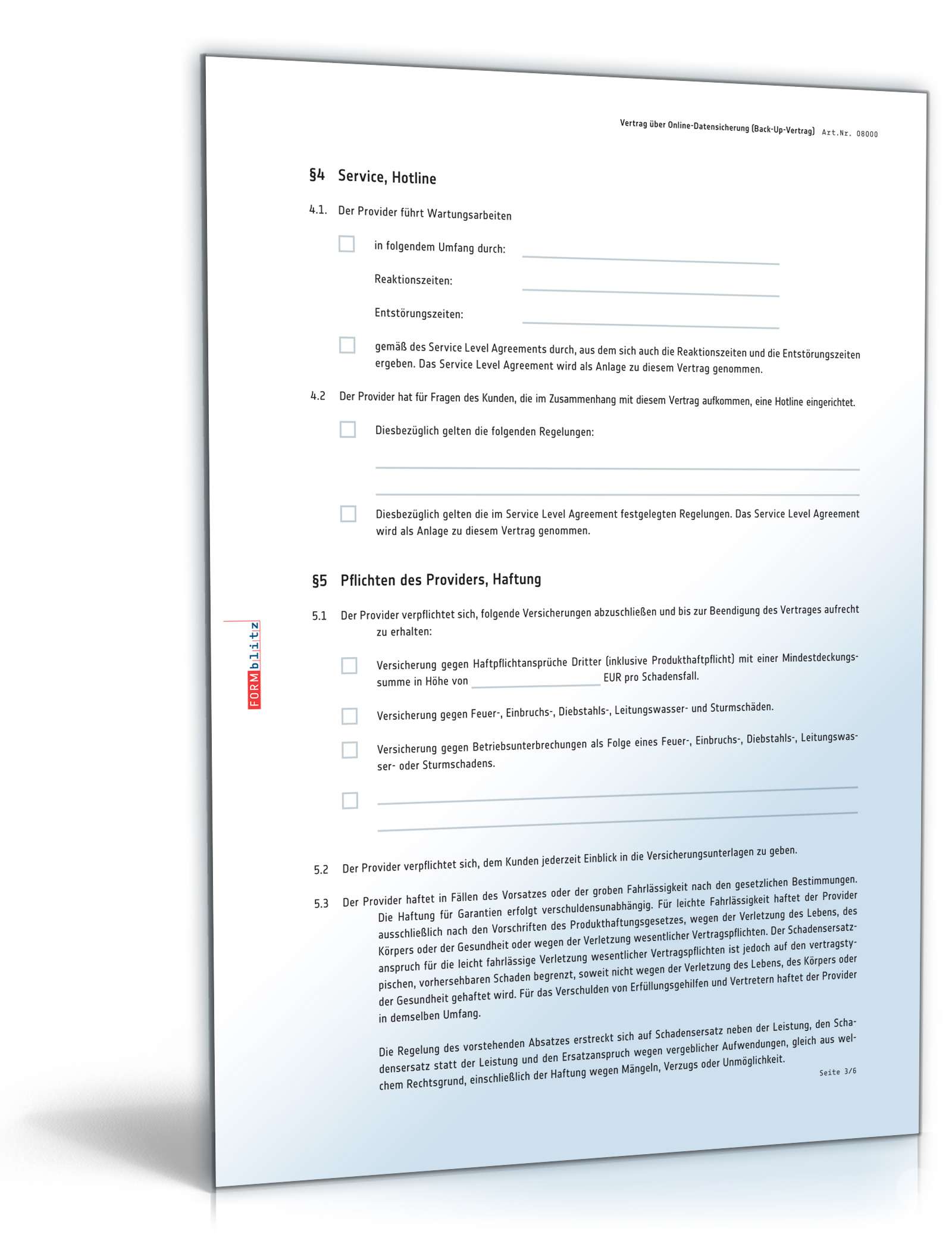 Vertrag Online-Datensicherung PDF. Seite: 3