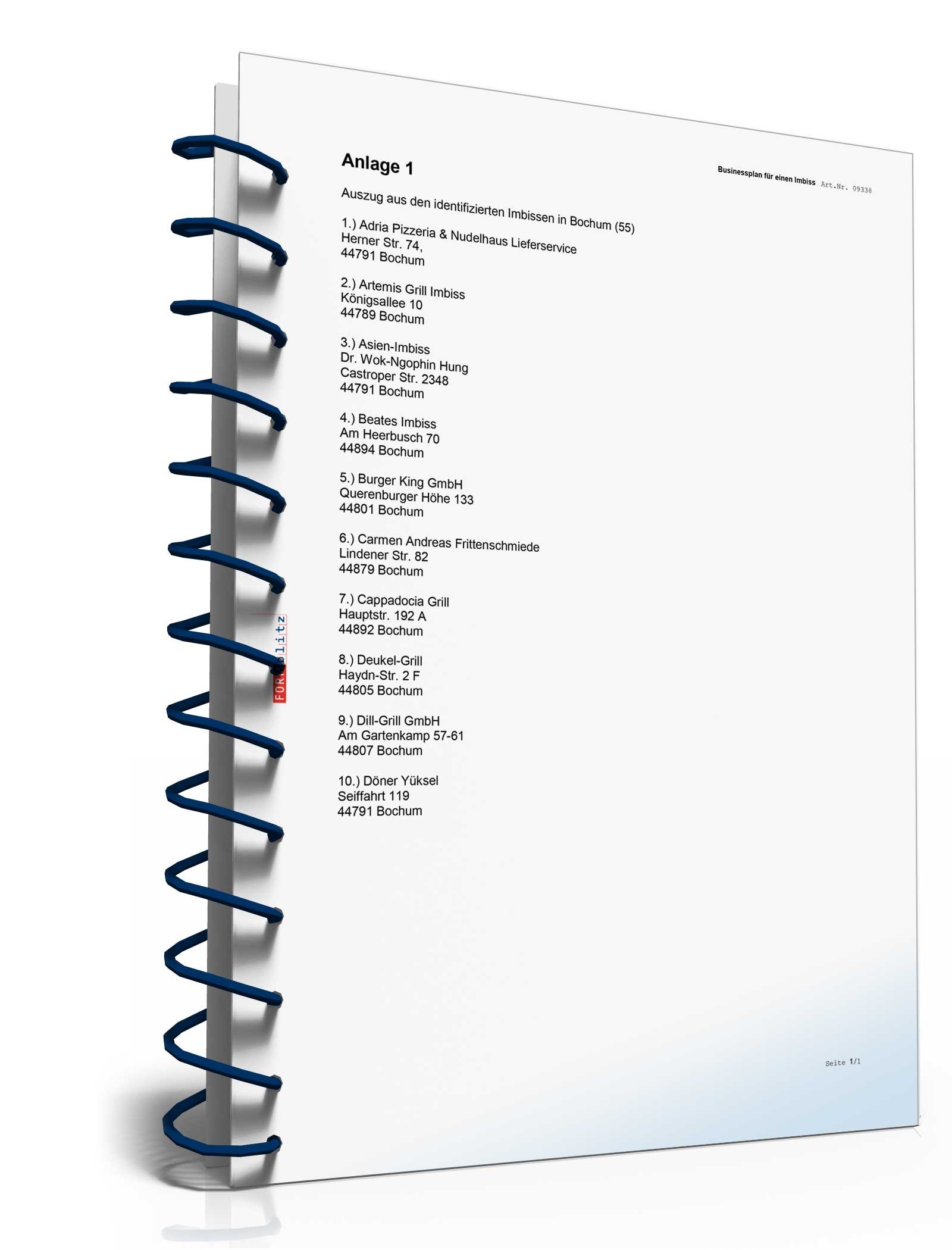 Businessplan Imbiss Excel. Seite: 18