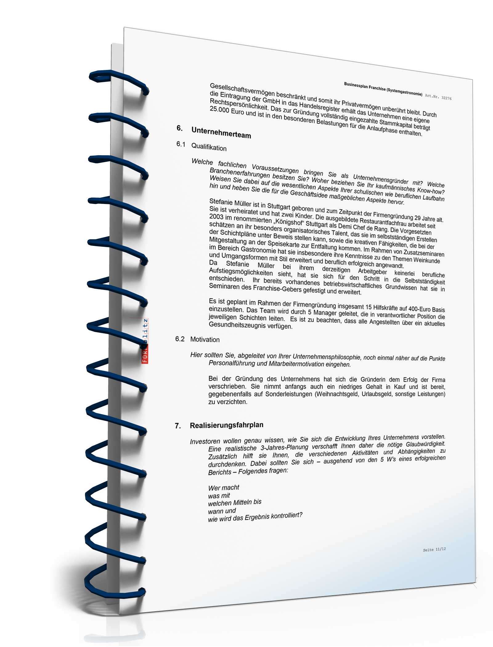 Businessplan Franchise (Systemgastronomie) Excel. Seite: 17