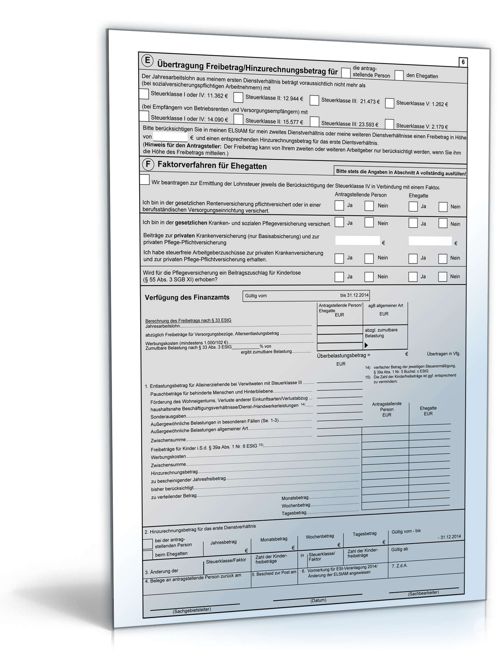 Antrag auf Lohnsteuer-Ermäßigung 2014 PDF. Seite: 6
