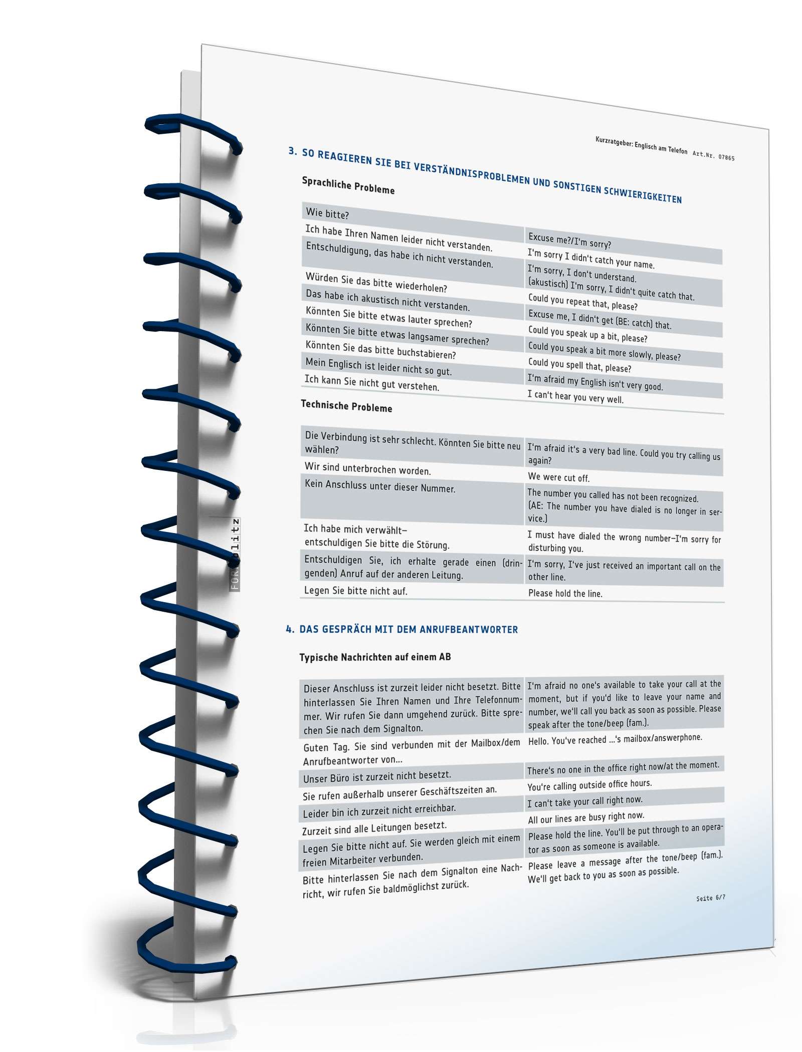 Telefon Englisch Spickzettel PDF. Seite: 5