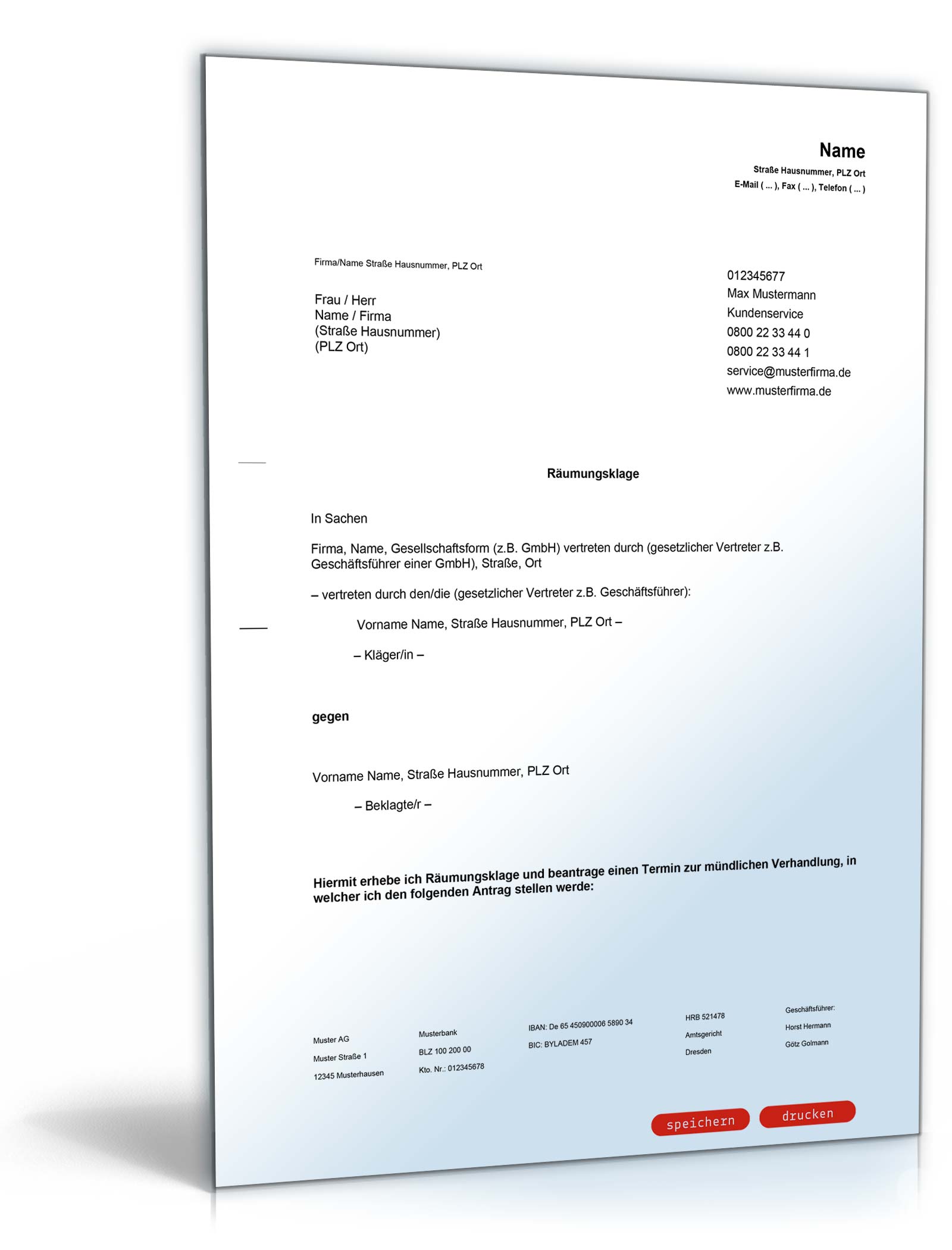 Räumungsklage gegen Mieter PDF