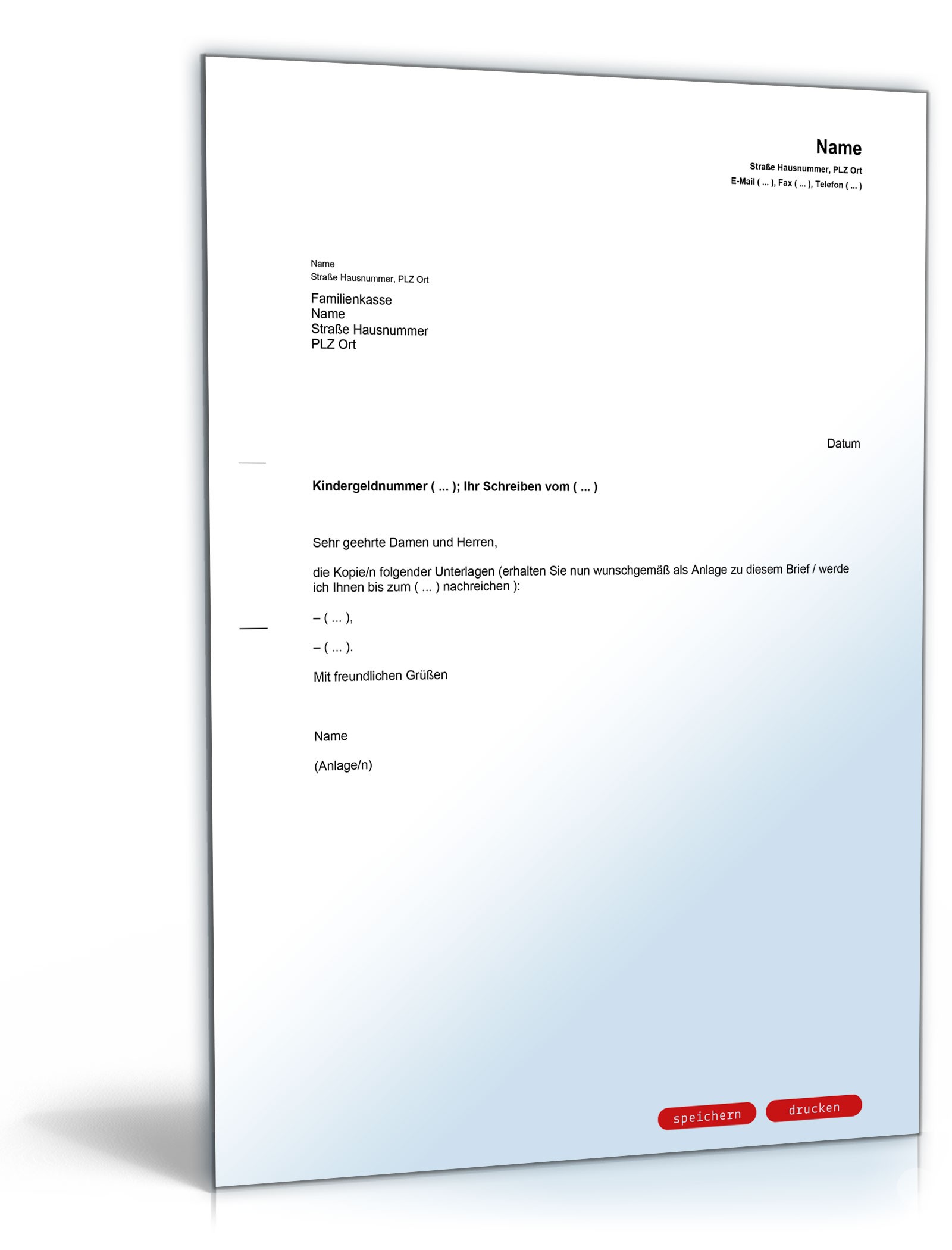 Begleitschreiben zum Kindergeld-Antrag PDF