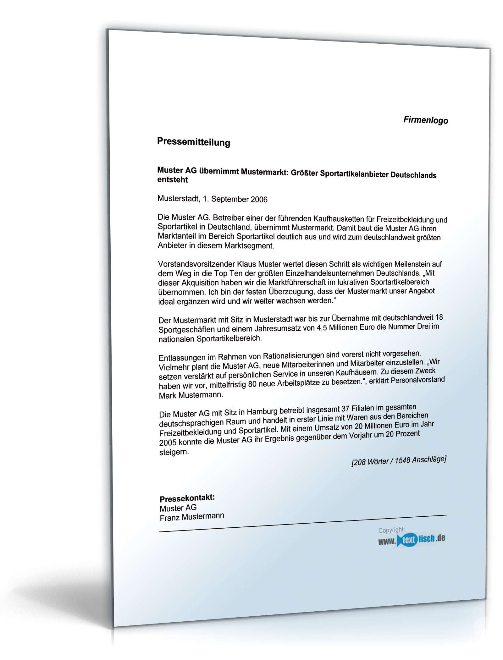 Pressemitteilung zur Übernahme eines Mitbewerbers