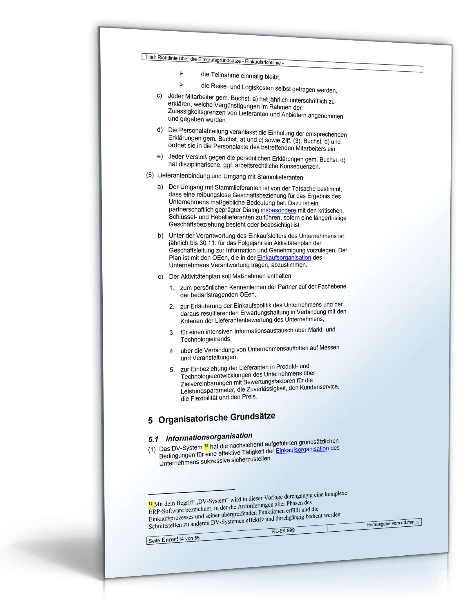Richtlinien über die Einkaufsgrundsätze Word. Seite: 14