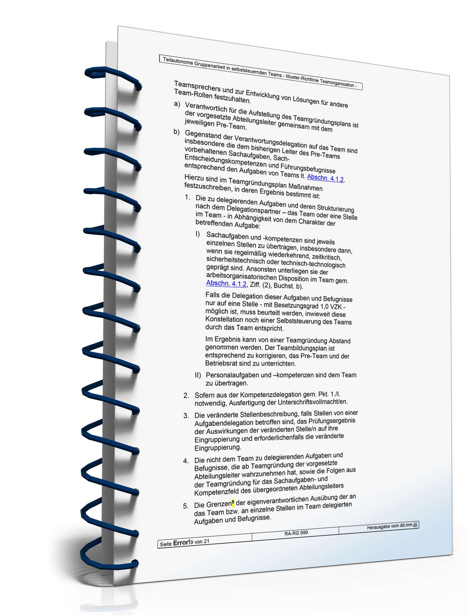 Teilautonome Gruppenarbeit in selbststeuernden Teams Word. Seite: 9