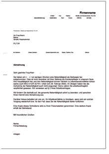 Abmahnung Nebentätigkeit Word