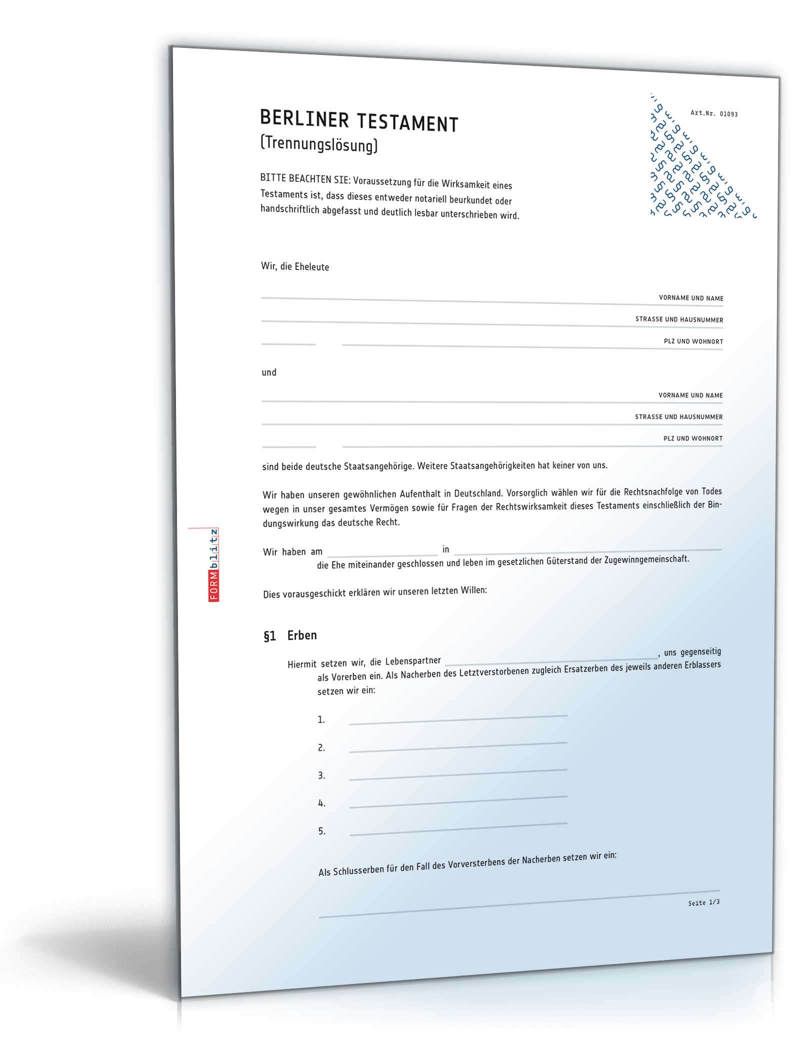 Berliner Testament Trennungslösung PDF