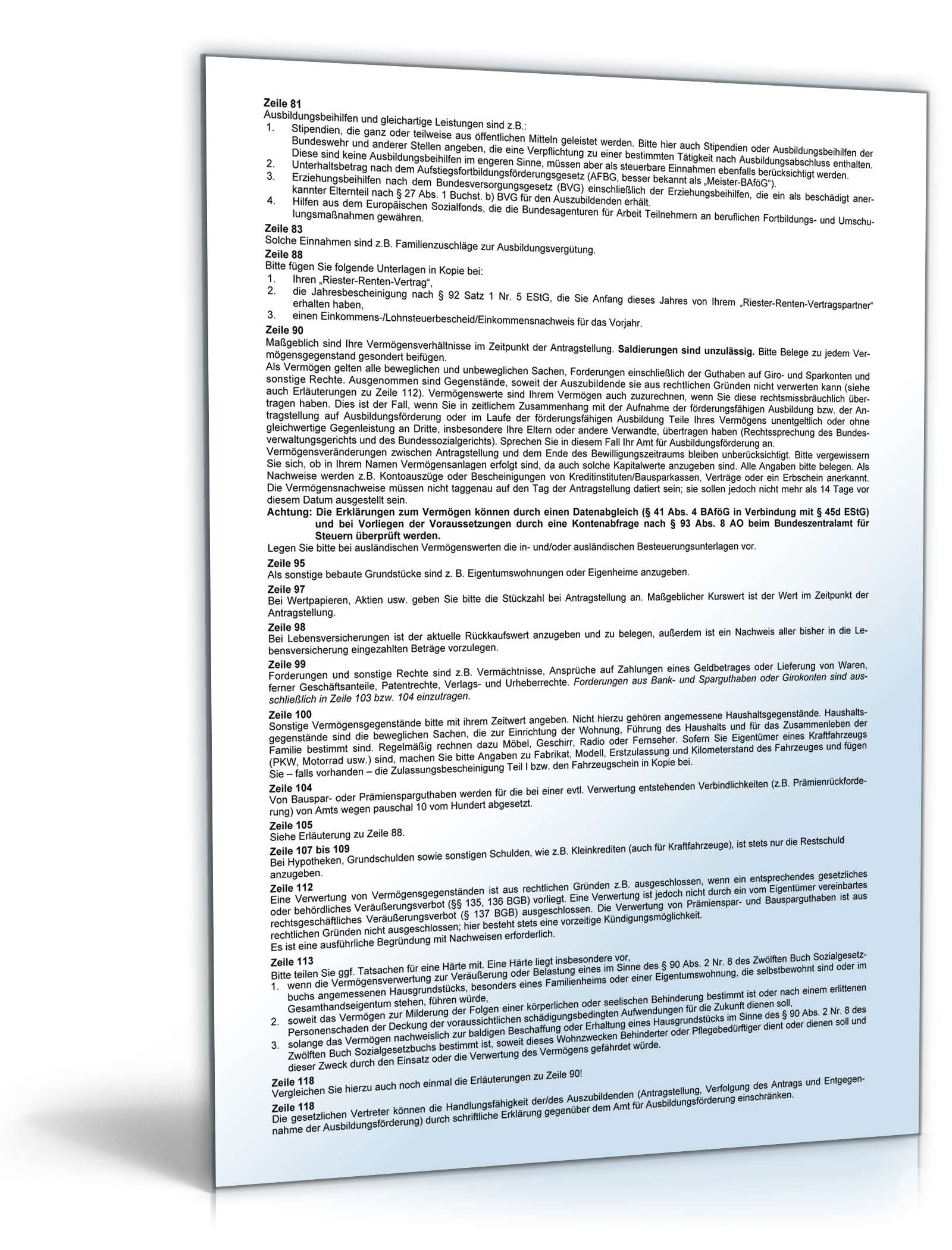 Antrag auf Ausbildungsförderung PDF. Seite: 8