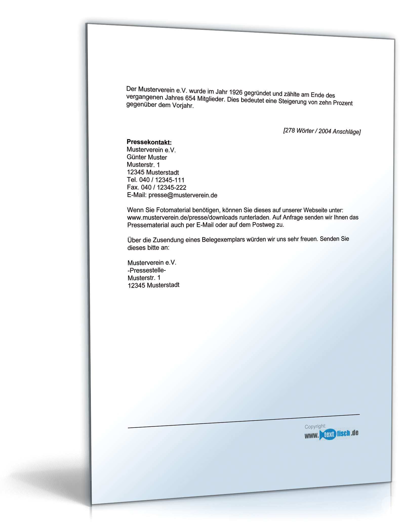 Pressemitteilung Verein über Ausschreibung eines Wettbewerbs PDF. Seite: 2