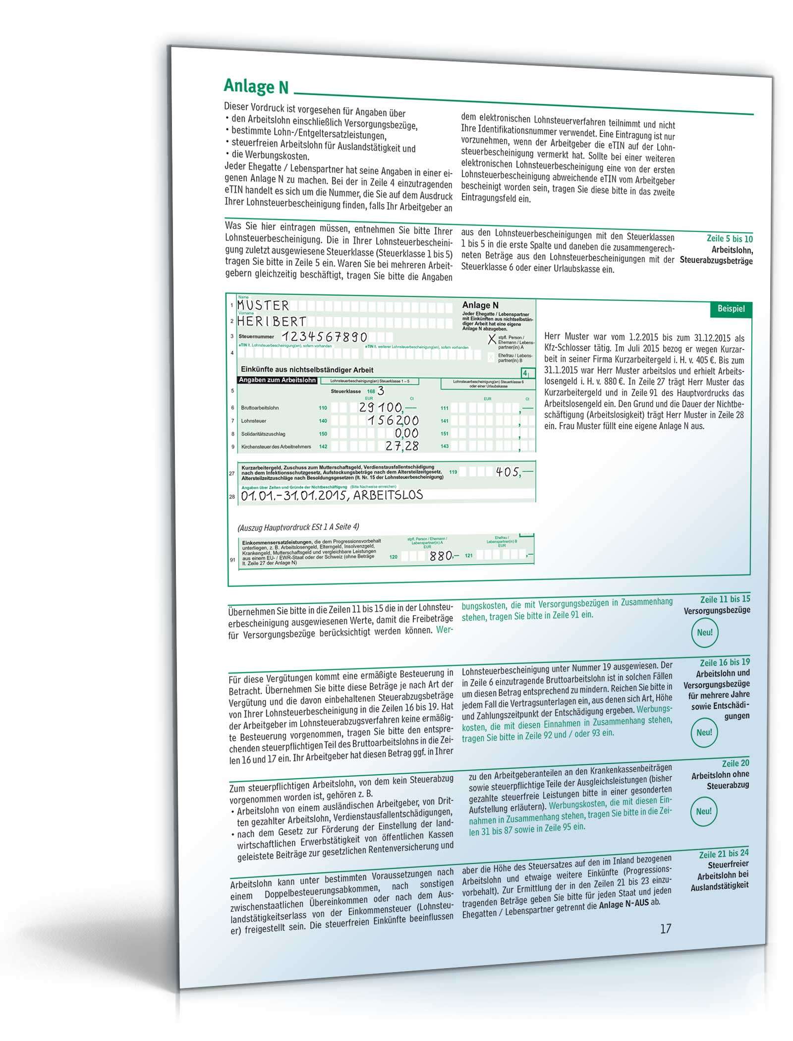 Anleitung zur Einkommensteuererklärung 2015 PDF. Seite: 17