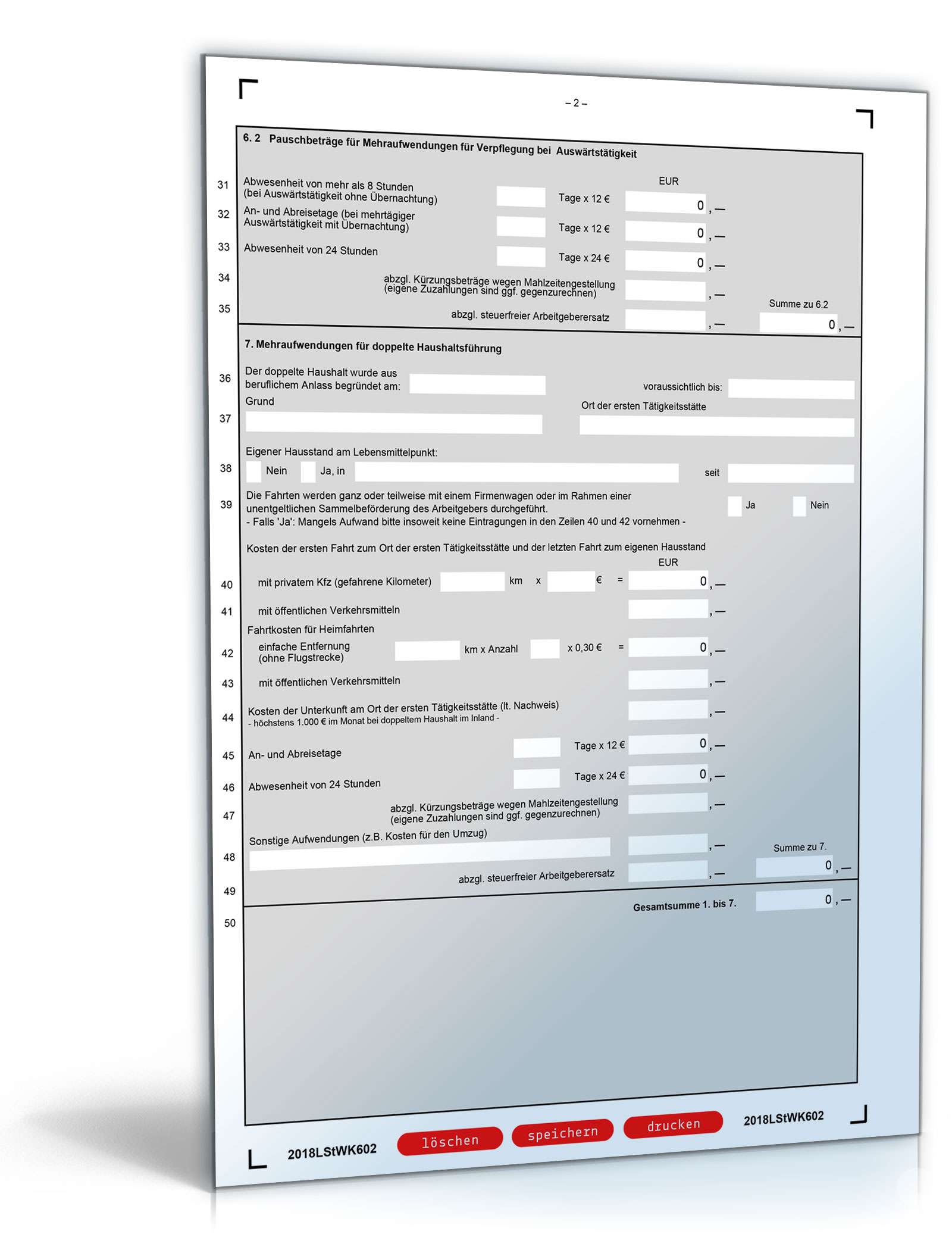 Anlage Werbungskosten 2018 PDF. Seite: 2