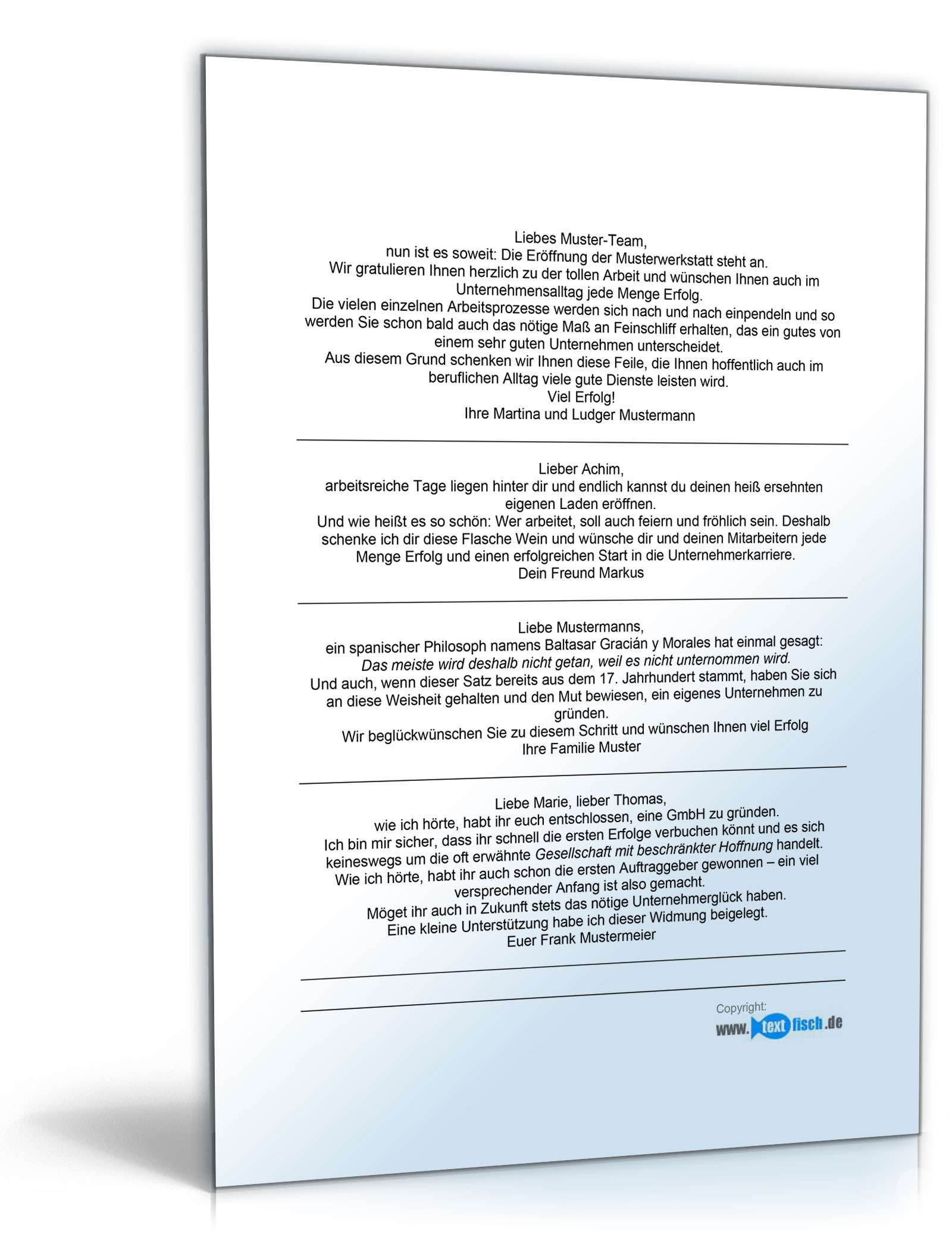 Widmungen zur Geschäftseröffnung PDF. Seite: 3