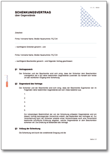 Schenkungsvertrag Word