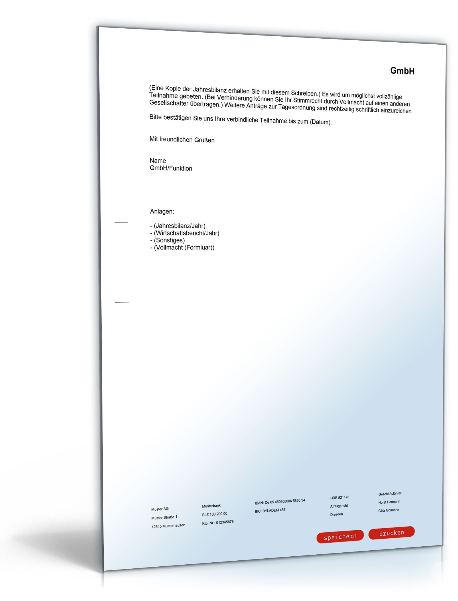 Einladung ordentliche Gesellschafterversammlung GmbH PDF. Seite: 2