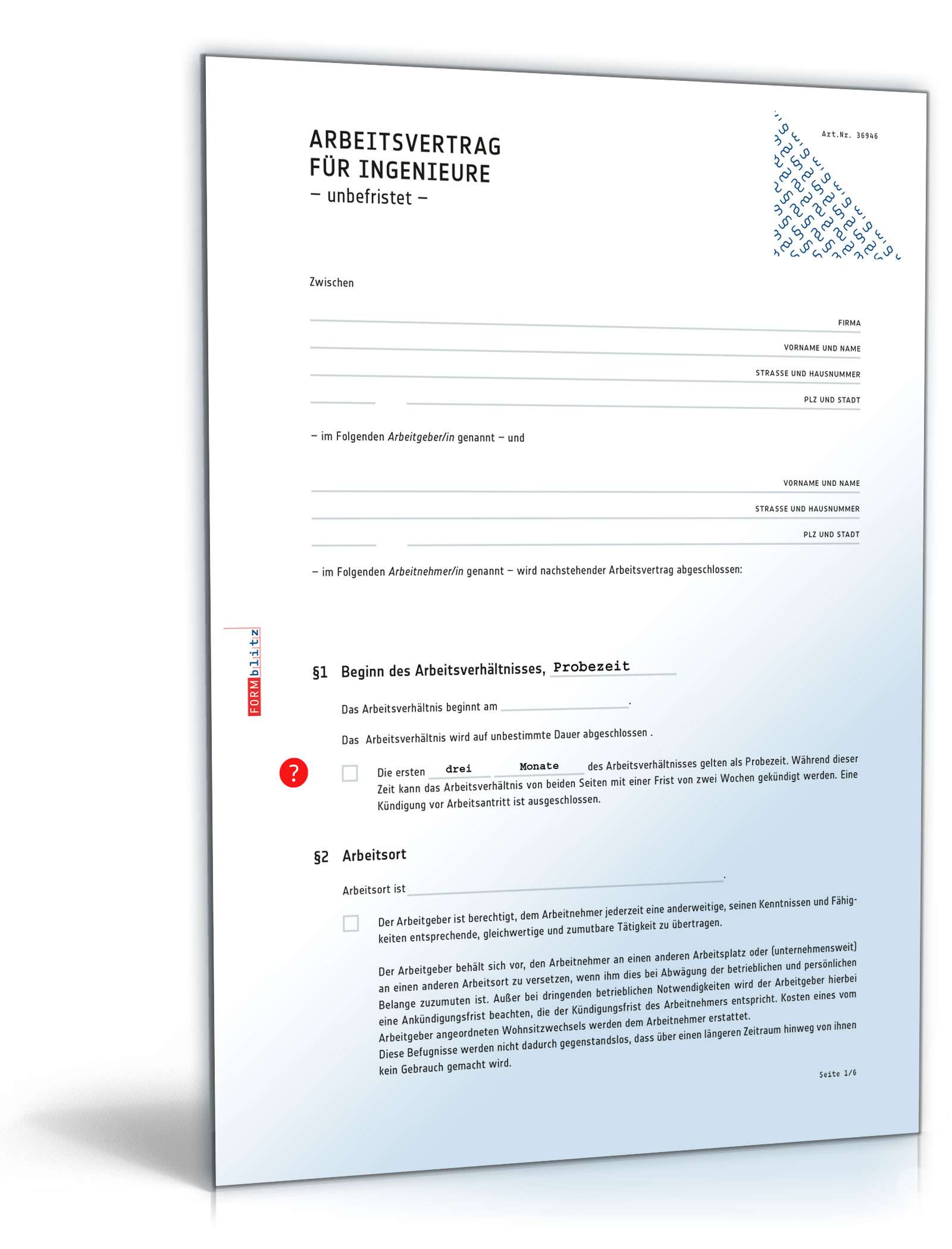 Arbeitsvertrag Ingenieur Word