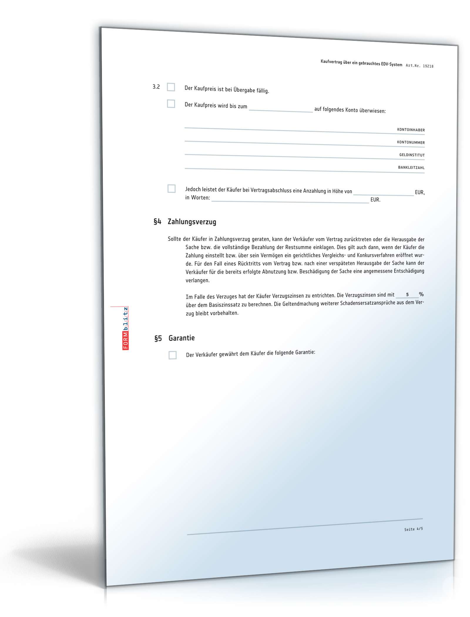 Kaufvertrag gebrauchtes EDV-System PDF. Seite: 4