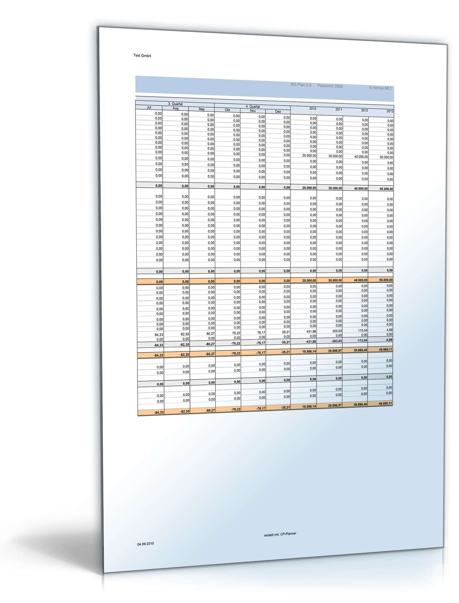 Unternehmensplanung Excel. Seite: 4