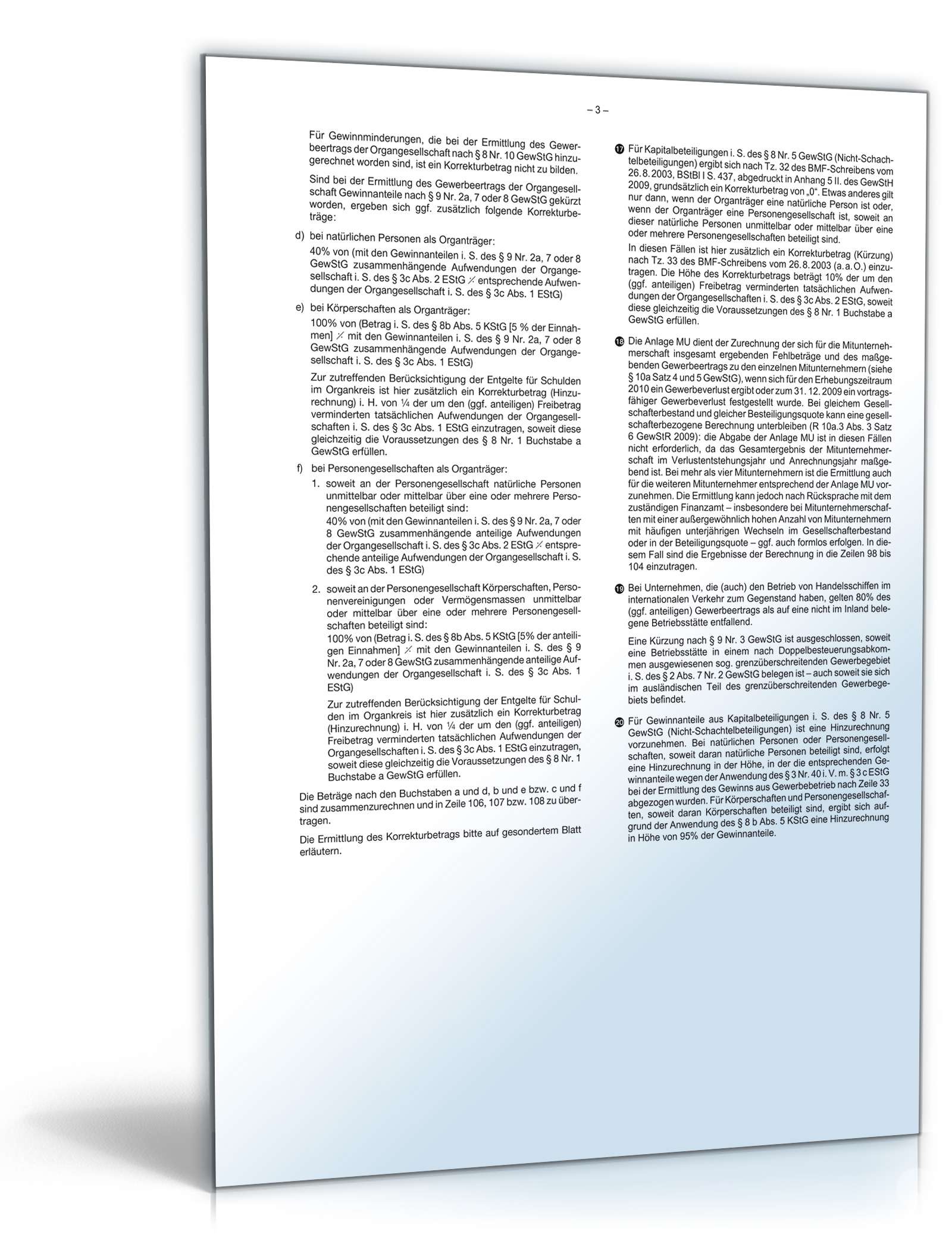 Anleitung zur Gewerbesteuererklärung 2010 PDF. Seite: 3