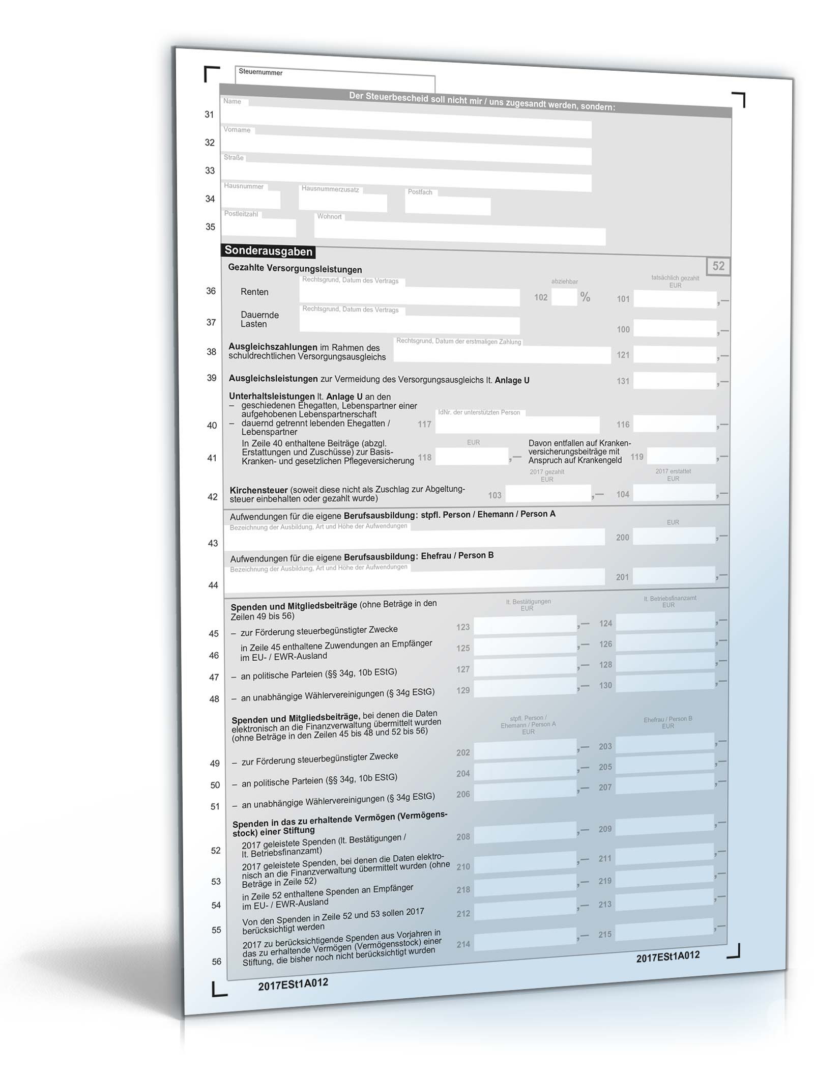 Einkommensteuererklärung 2017 PDF. Seite: 2