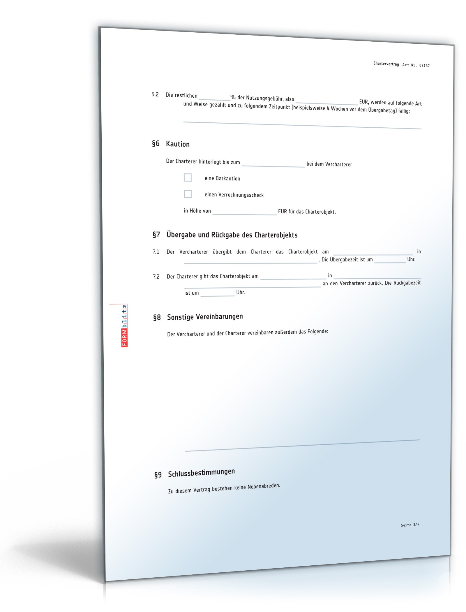 Chartervertrag PDF. Seite: 3