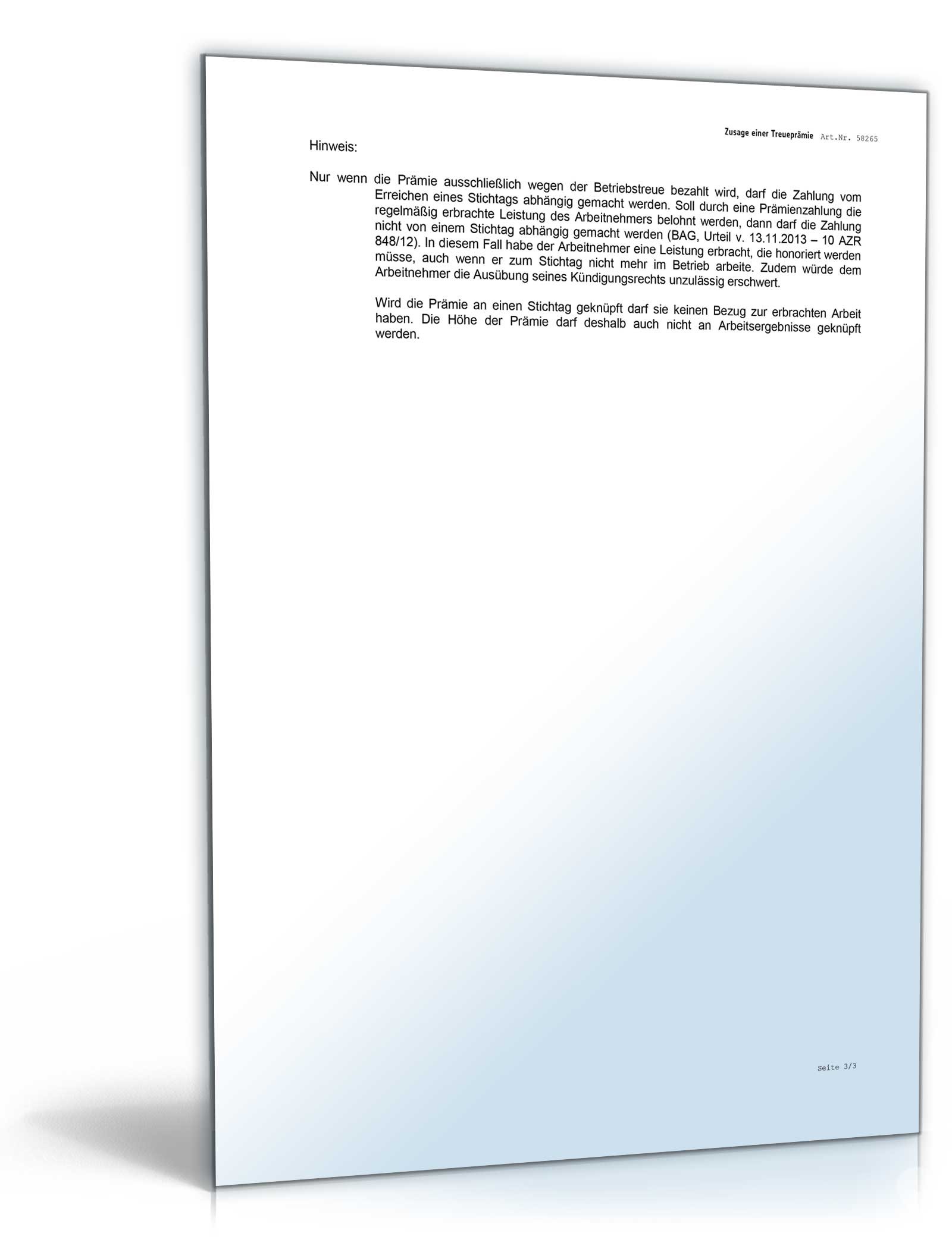 Zusage einer Treueprämie Word. Seite: 4