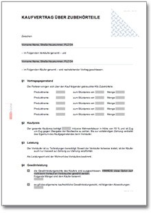 Kaufvertrag Kfz-Zubehörteile Word