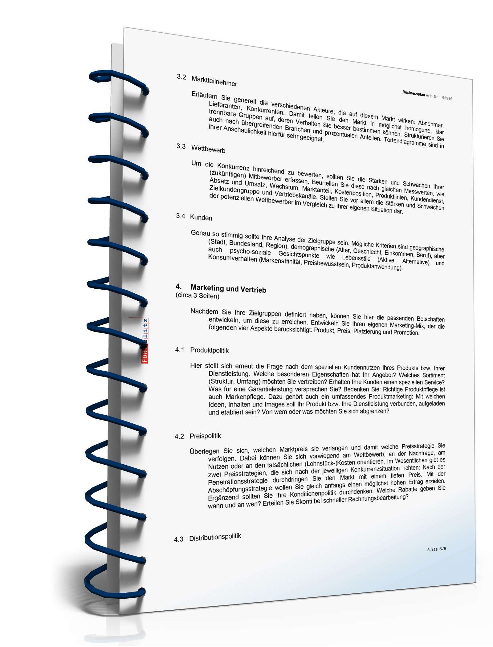 Businessplan Existenzgründung Excel. Seite: 9