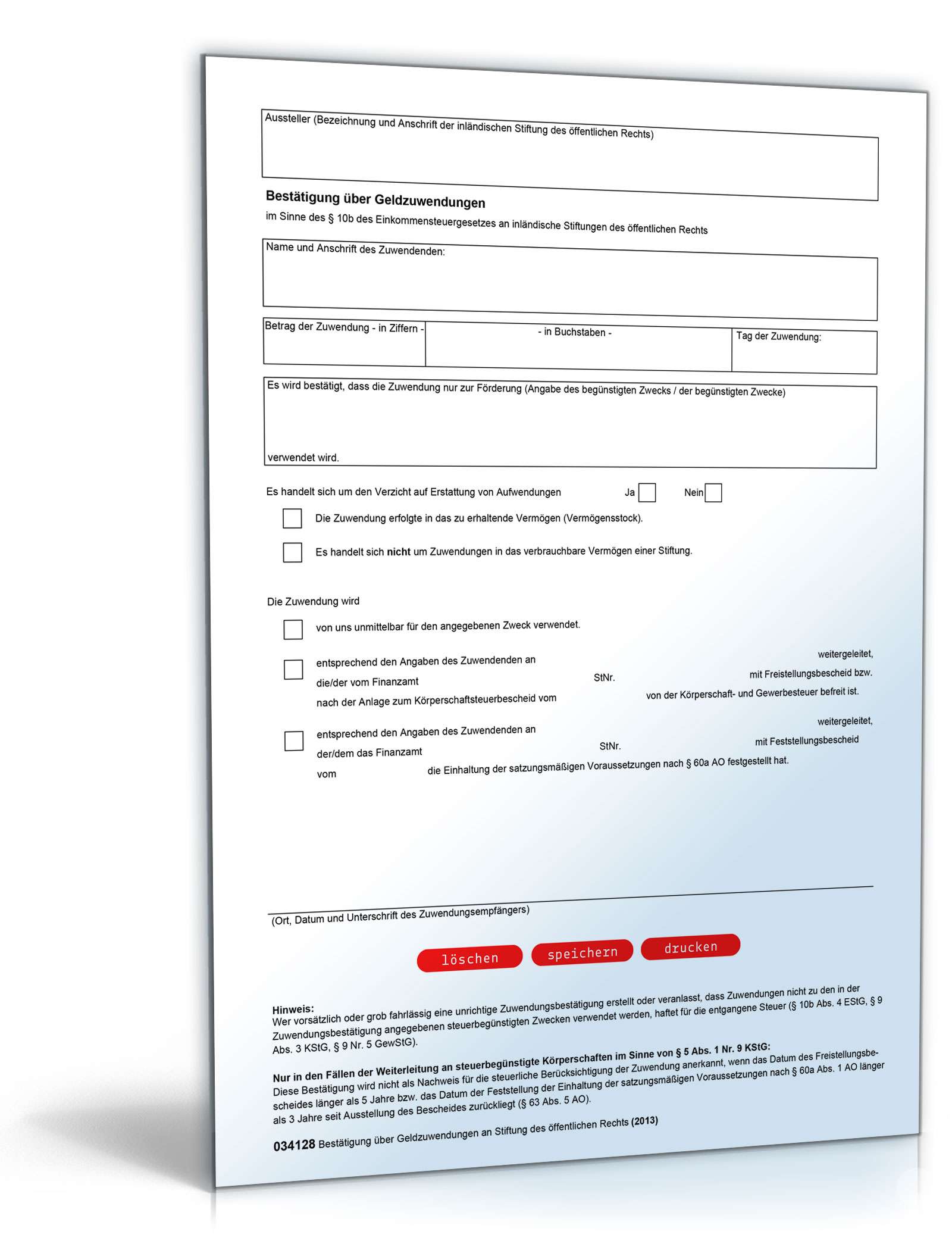 Spendenbescheinigung inländische Stiftungen des öffentlichen Rechts PDF