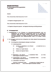 Werkvertrag Wohnungsrenovierungsarbeiten Word