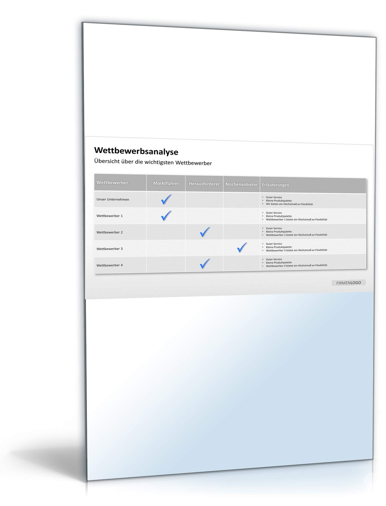 PowerPoint Präsentation Wettbewerbsanalyse Excel. Seite: 9