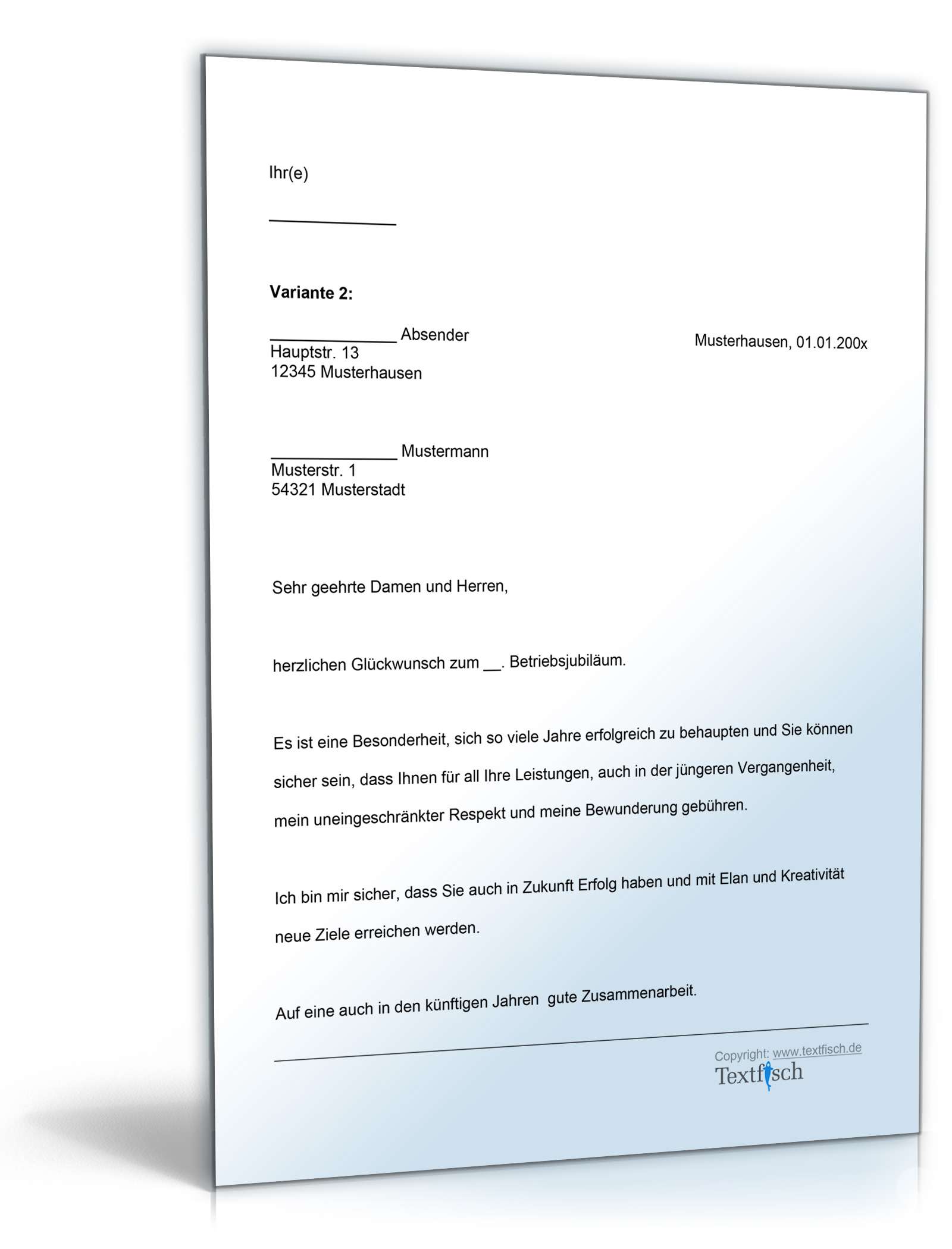 Gratulation Firmenjubiläum Word. Seite: 2