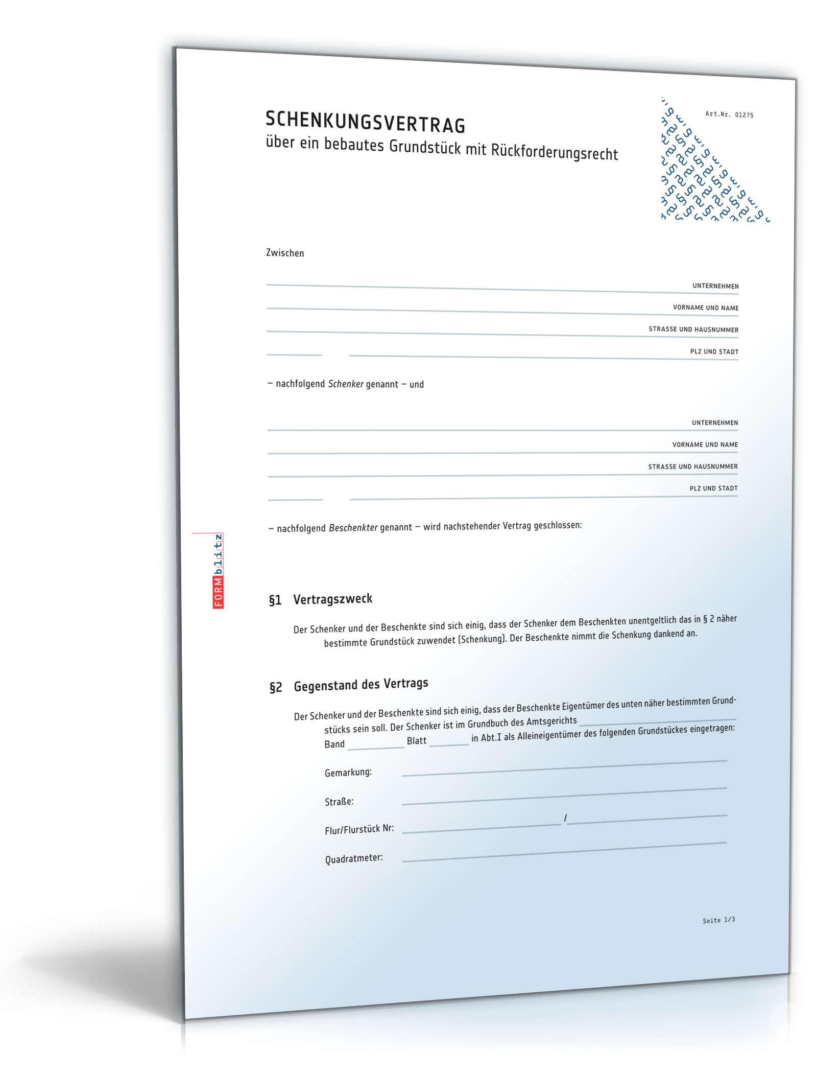 Schenkungsvertrag Haus PDF