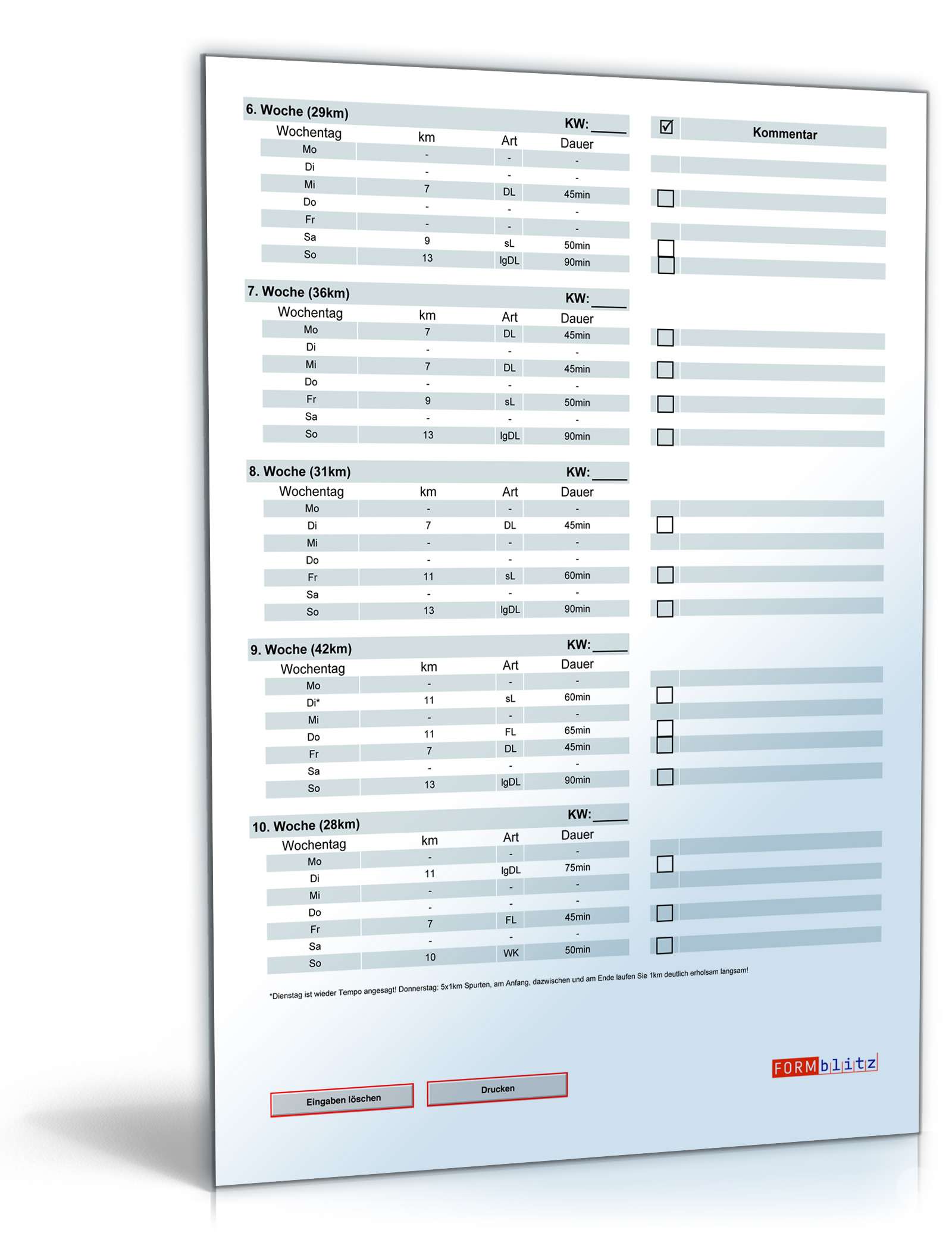 10 km-Lauf-Trainingsplan, Zielzeit 50 Minuten PDF. Seite: 2