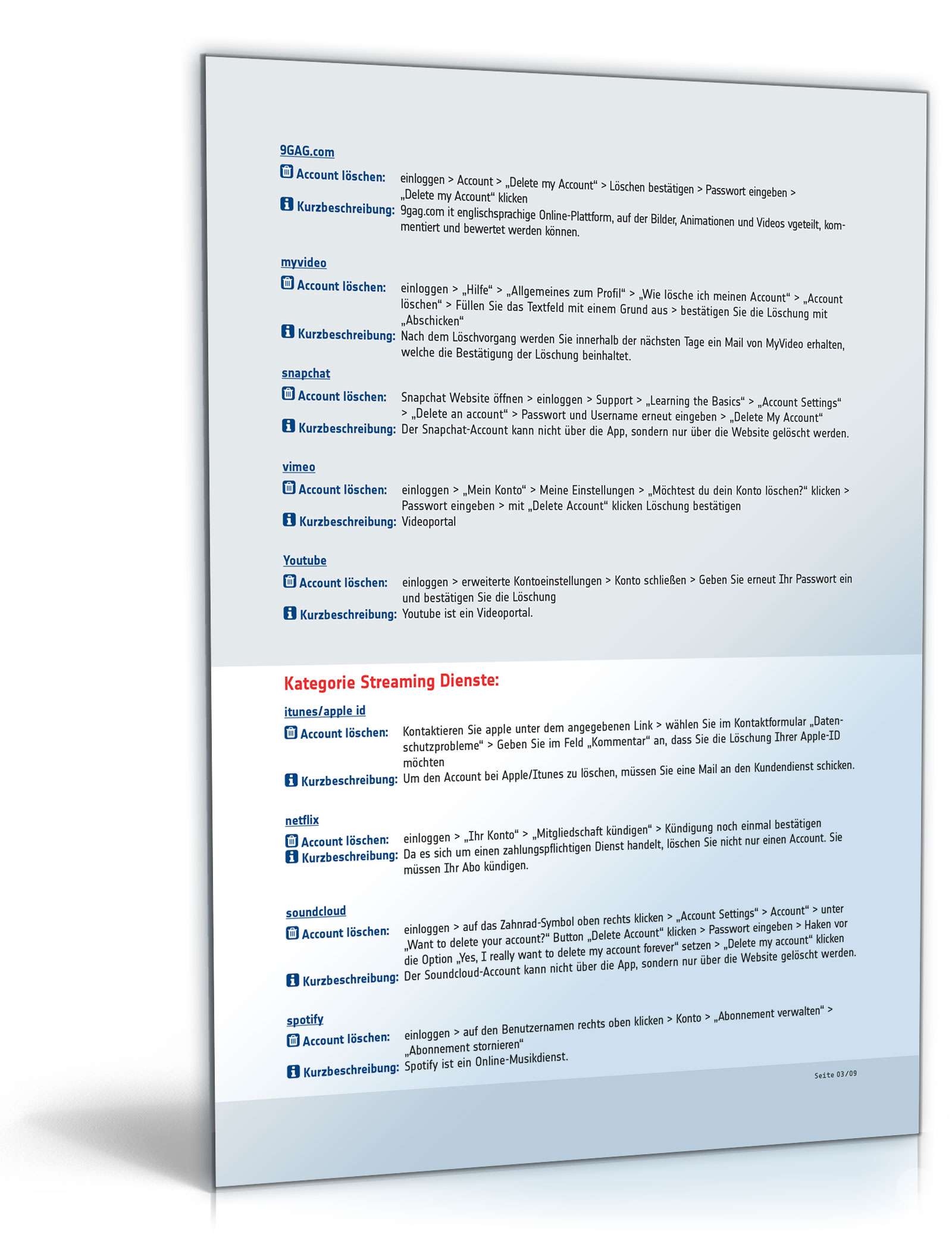 Infoliste über den Verbleib digitaler Konten PDF. Seite: 3