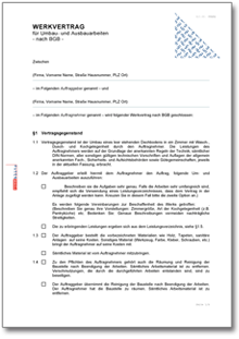 Werkvertrag zu Umbau- und Ausbauarbeiten Word