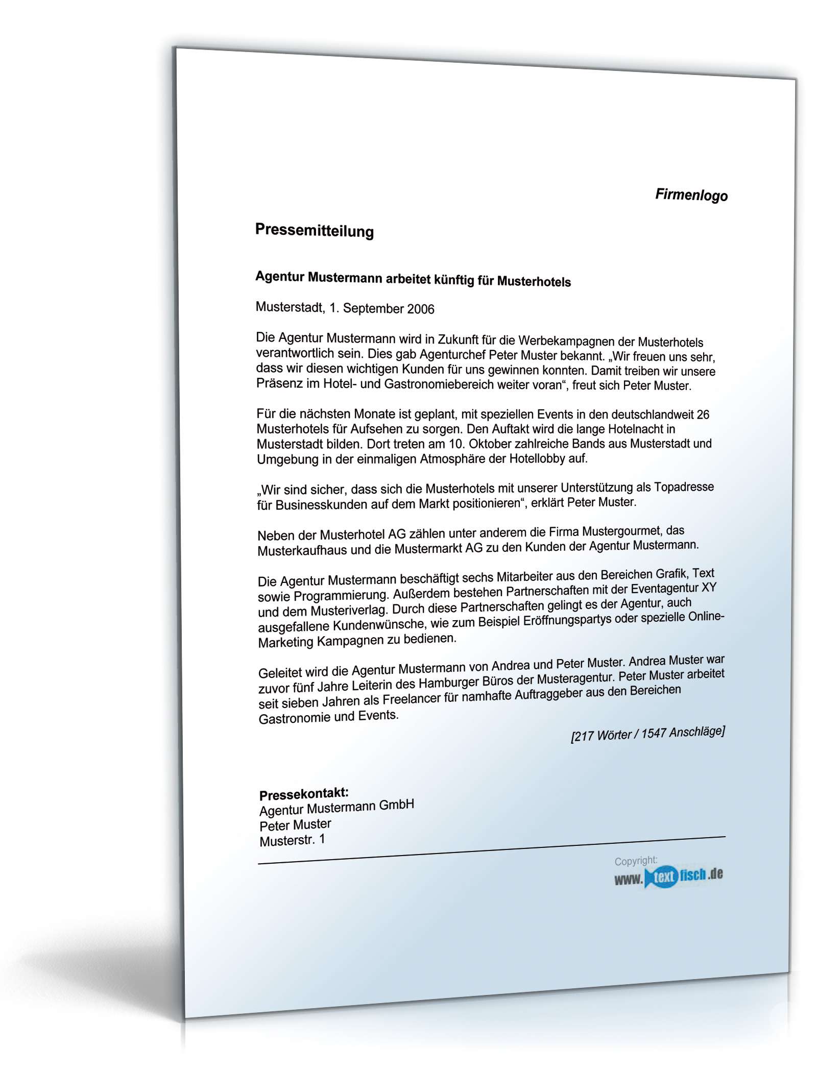 Pressemitteilung über die Gewinnung eines Marketingetats