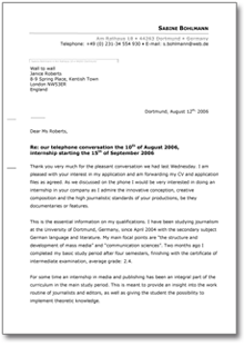 Anschreiben Bewerbung Medienbereich Englisch Excel