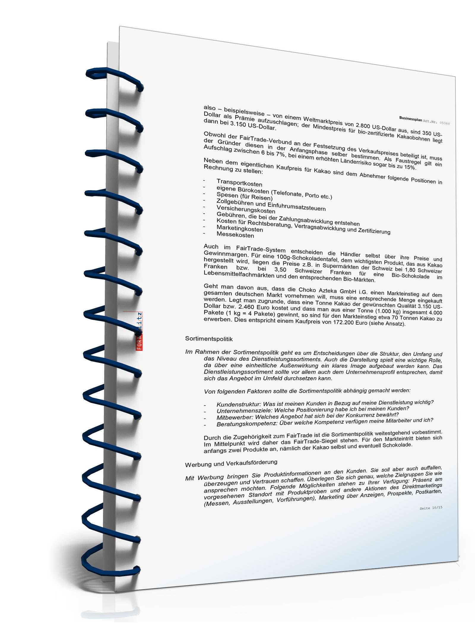 Businessplan Im- und Exportunternehmen Excel. Seite: 9