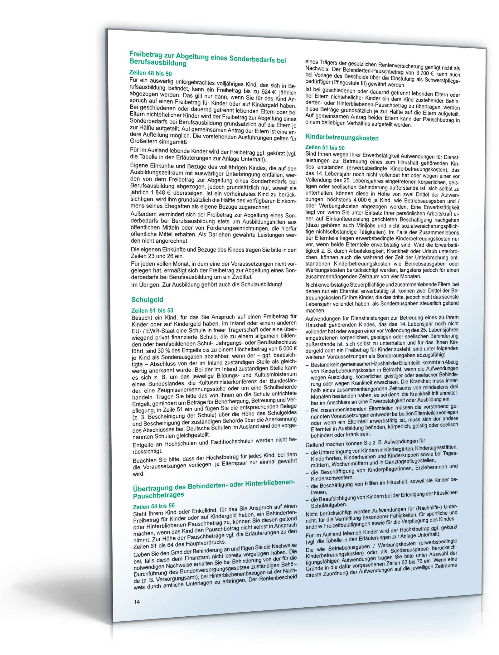 Anleitung zur Einkommensteuererklärung 2010 PDF. Seite: 14