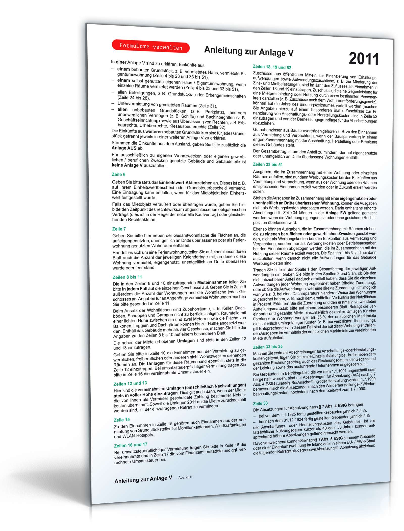 Anleitung Anlage V 2011 PDF