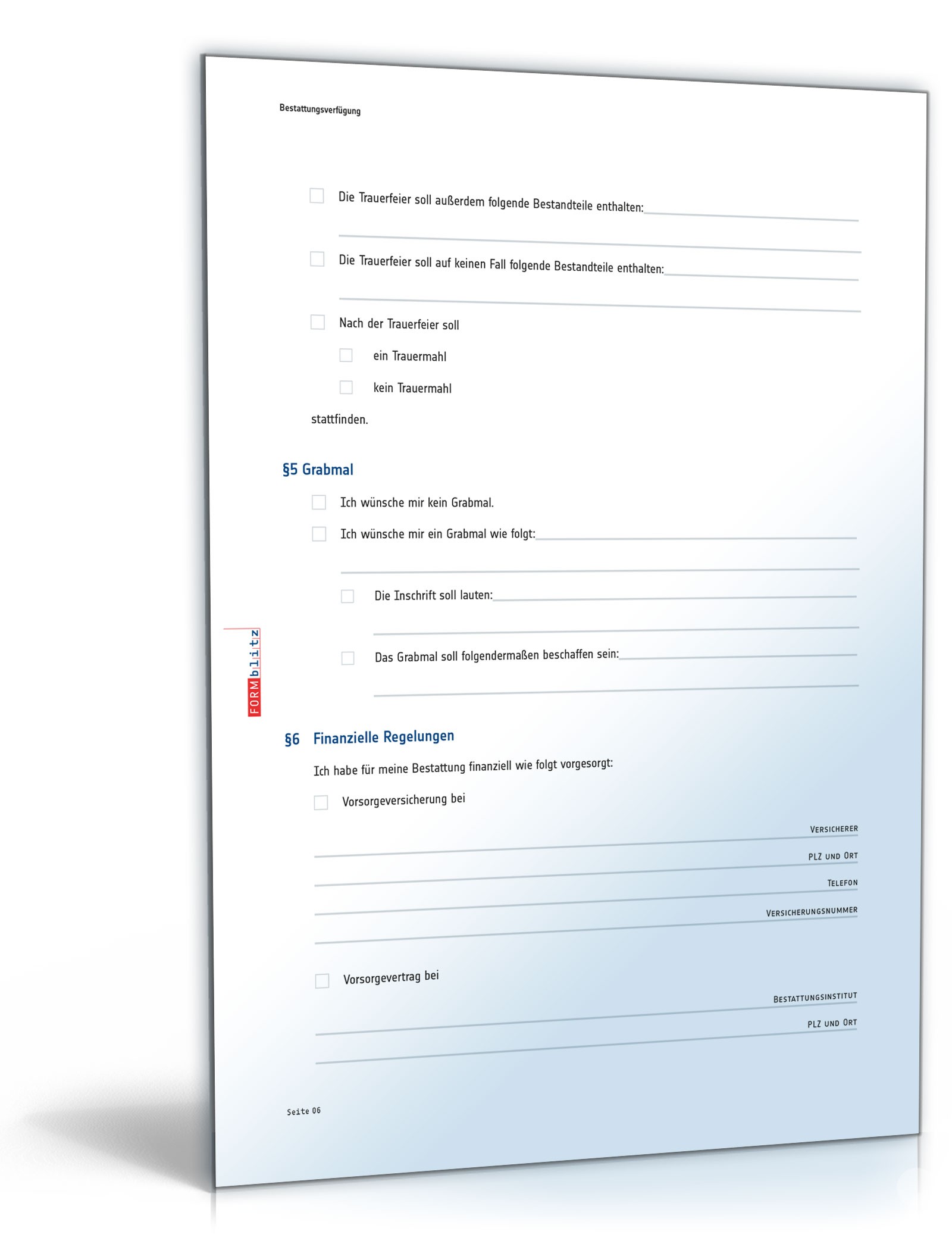 Bestattungsverfügung PDF. Seite: 7