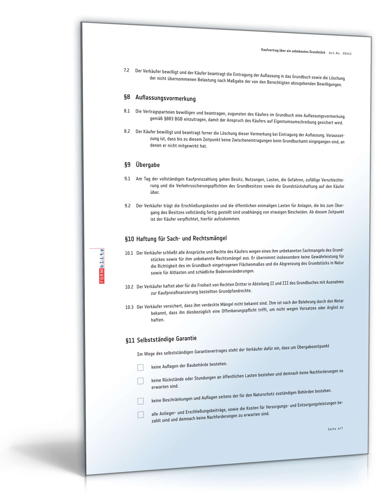 Kaufvertrag unbebautes Grundstück PDF. Seite: 4