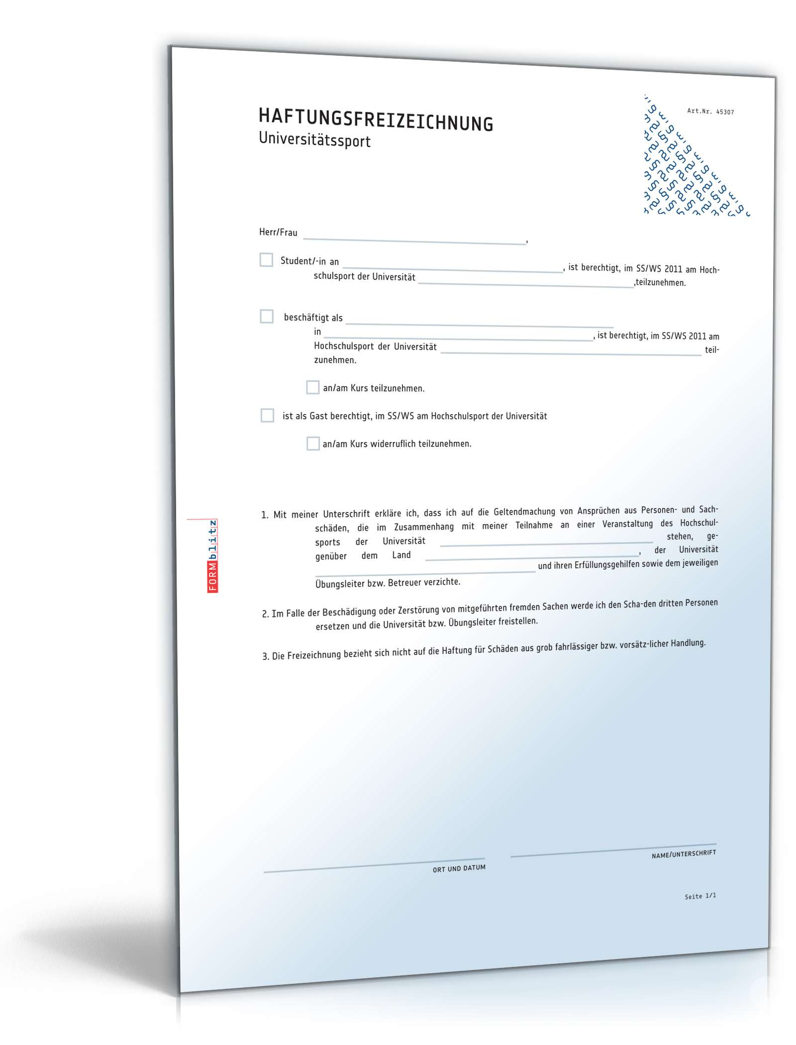 Haftungsfreizeichnung Universitätssport PDF